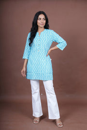 Blue Leher Short Kurti