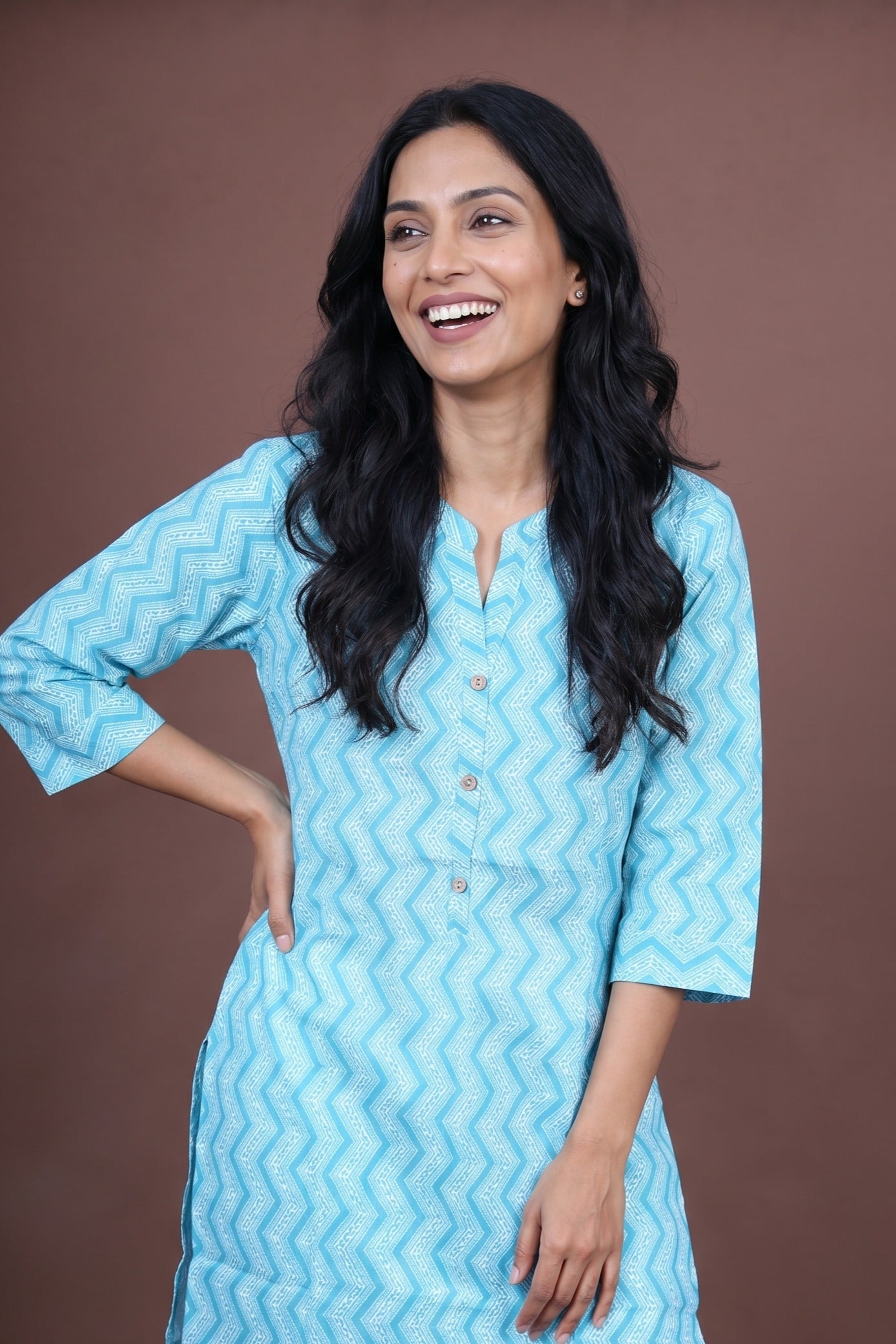 Blue Leher Short Kurti