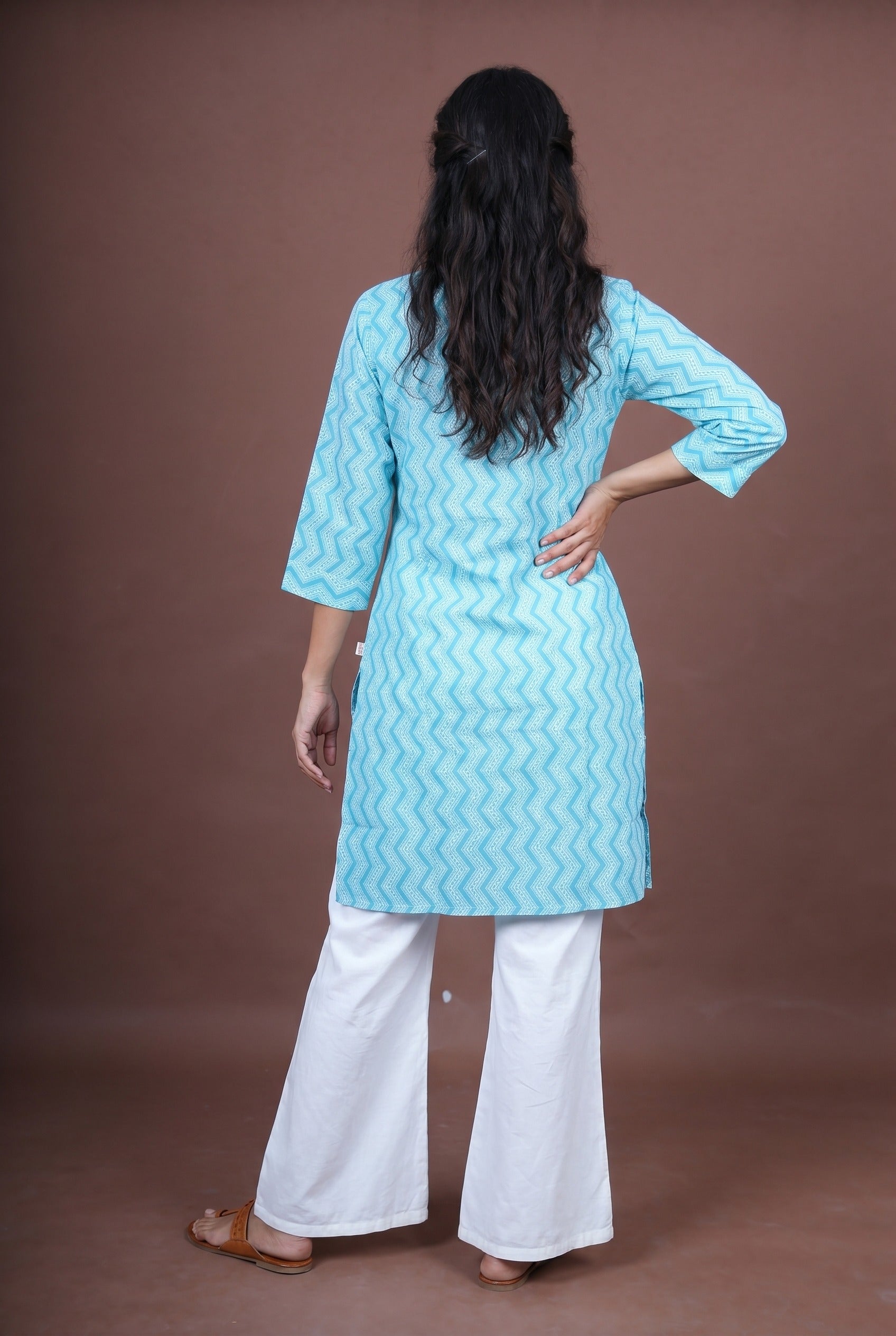 Blue Leher Short Kurti