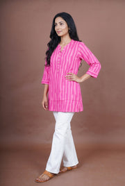 Blush Pink Striped Short Kurti