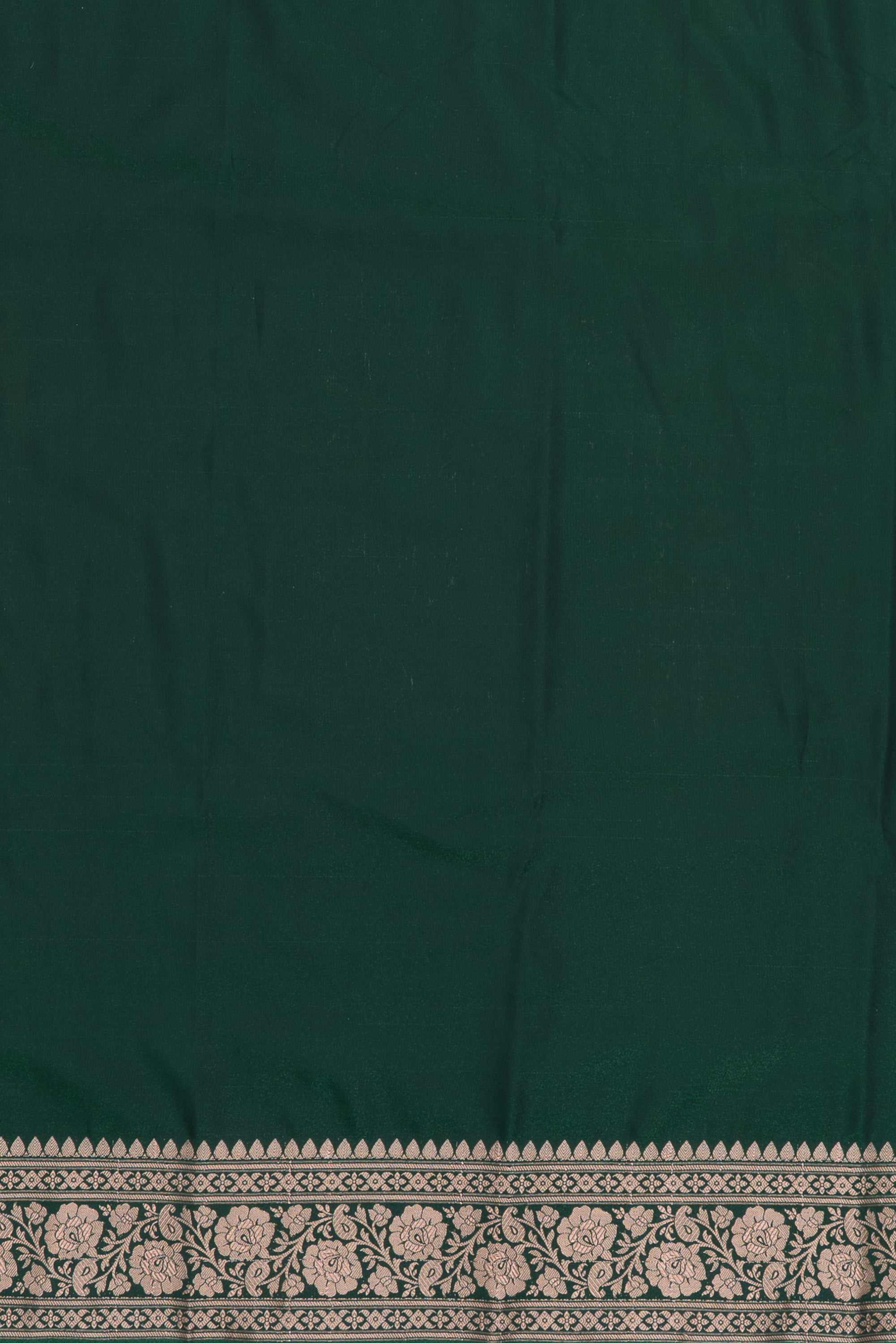 Bottle Green Soft Silk Banarasi Saree with Gold Zari Suvarṇa Padma Pallu