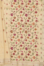 Butter Yellow Cotton Paithani Saree with Asawali-Prasūna Pallu