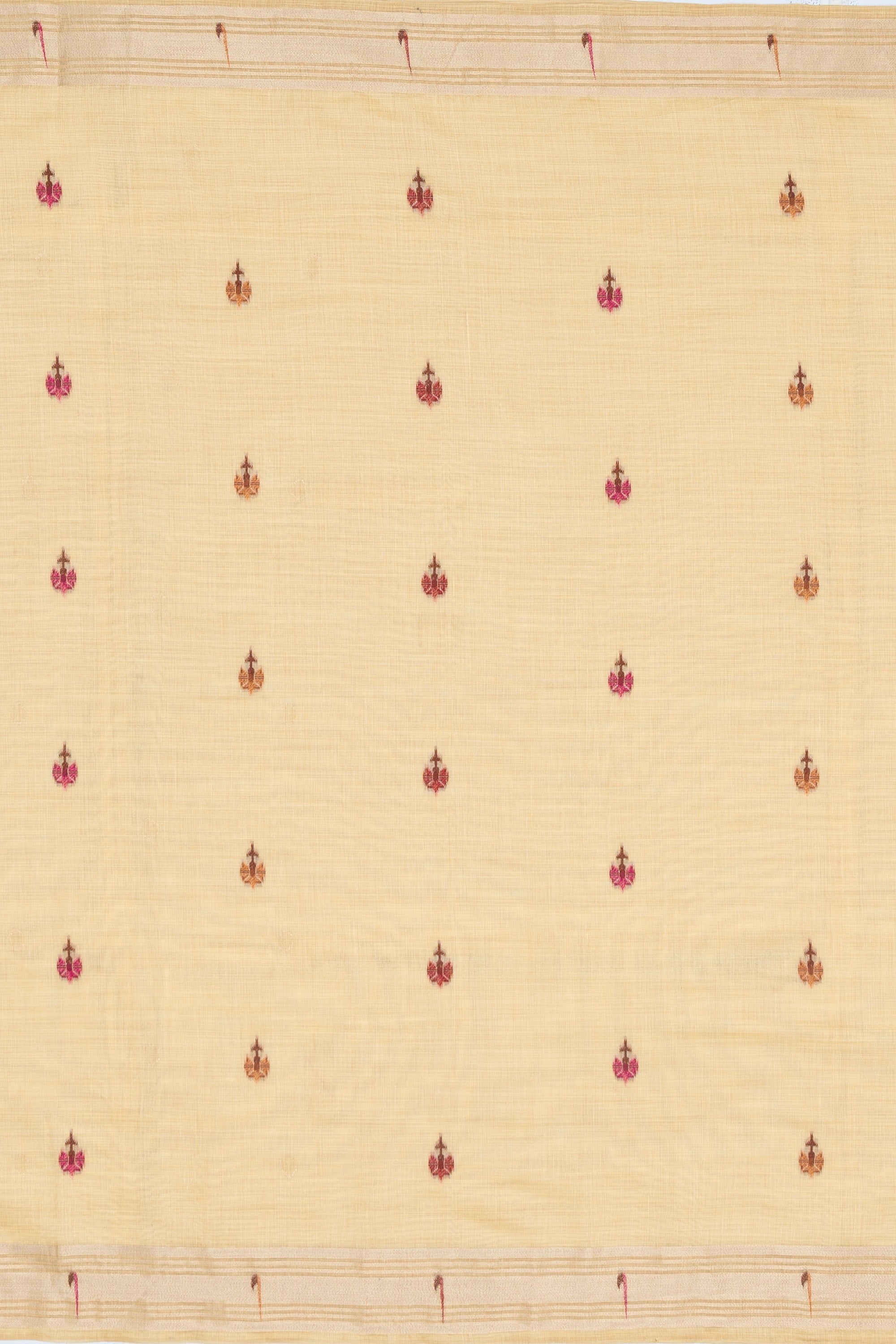 Butter Yellow Cotton Paithani Saree with Asawali-Prasūna Pallu