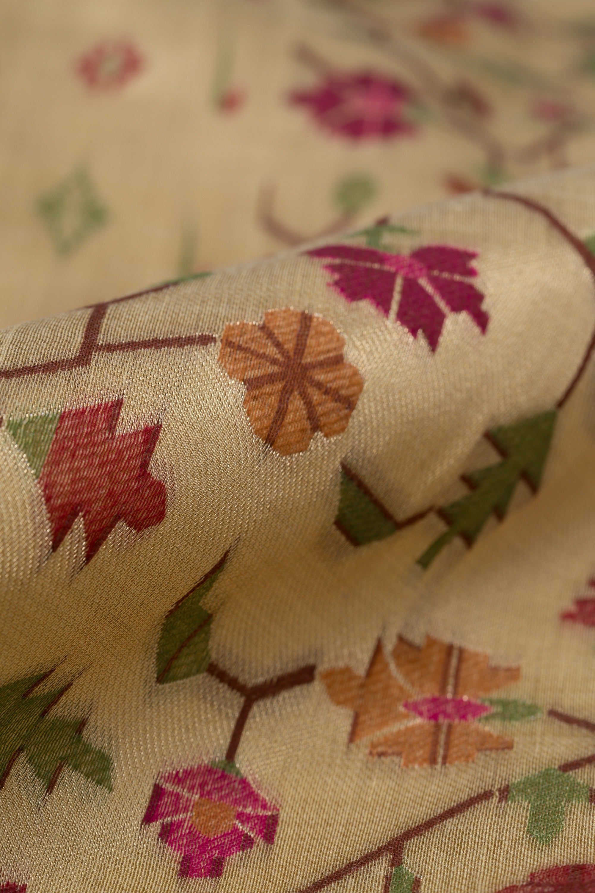 Butter Yellow Cotton Paithani Saree with Asawali-Prasūna Pallu