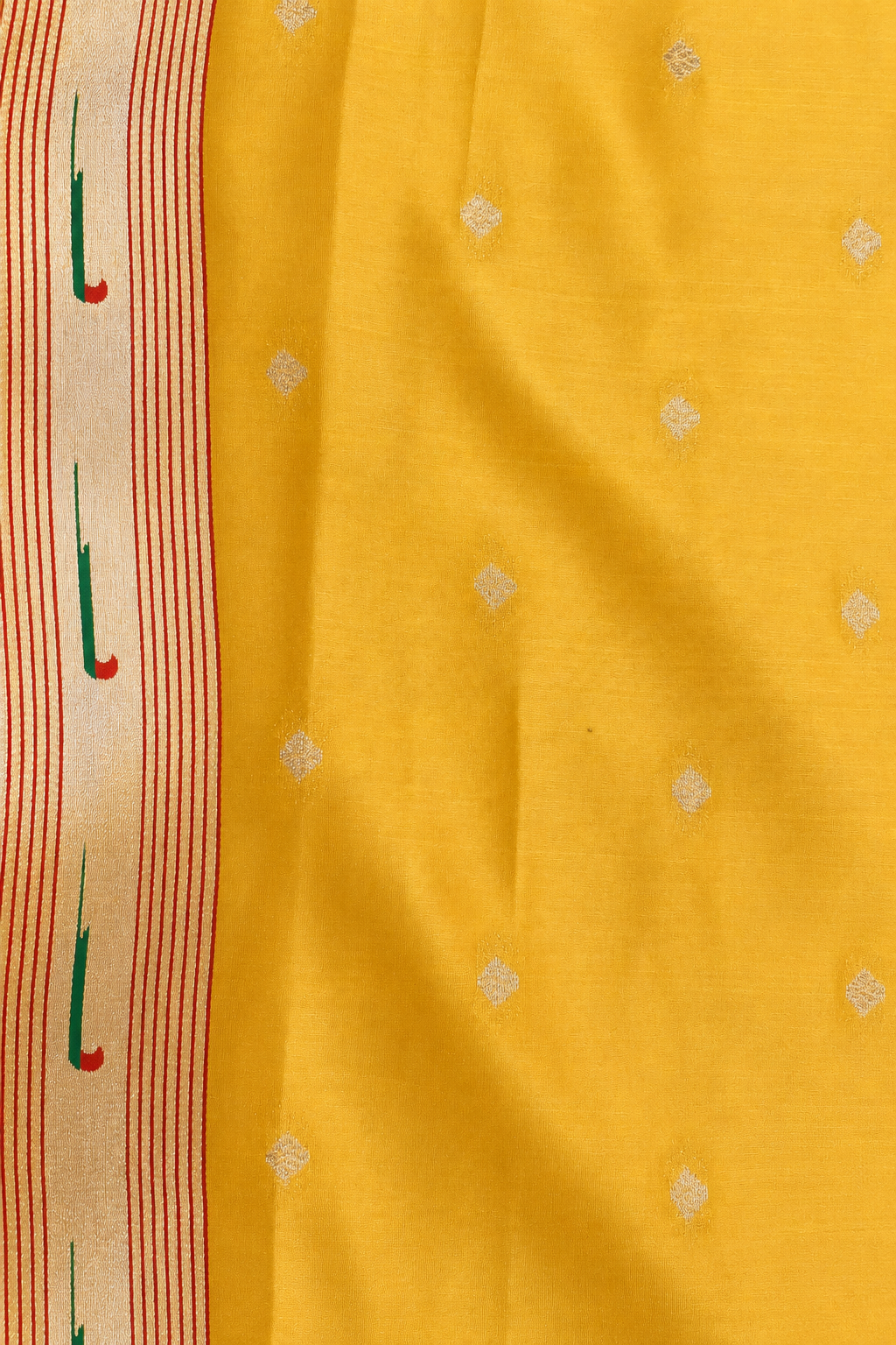 Haldi Yellow Tissue Organza Paithani Saree with Dhenu-vallī Pallu and Nandi border
