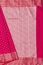 Cherry Red Soft Silk Banarasi Saree with Gold Zari Suvarna Padma Pallu
