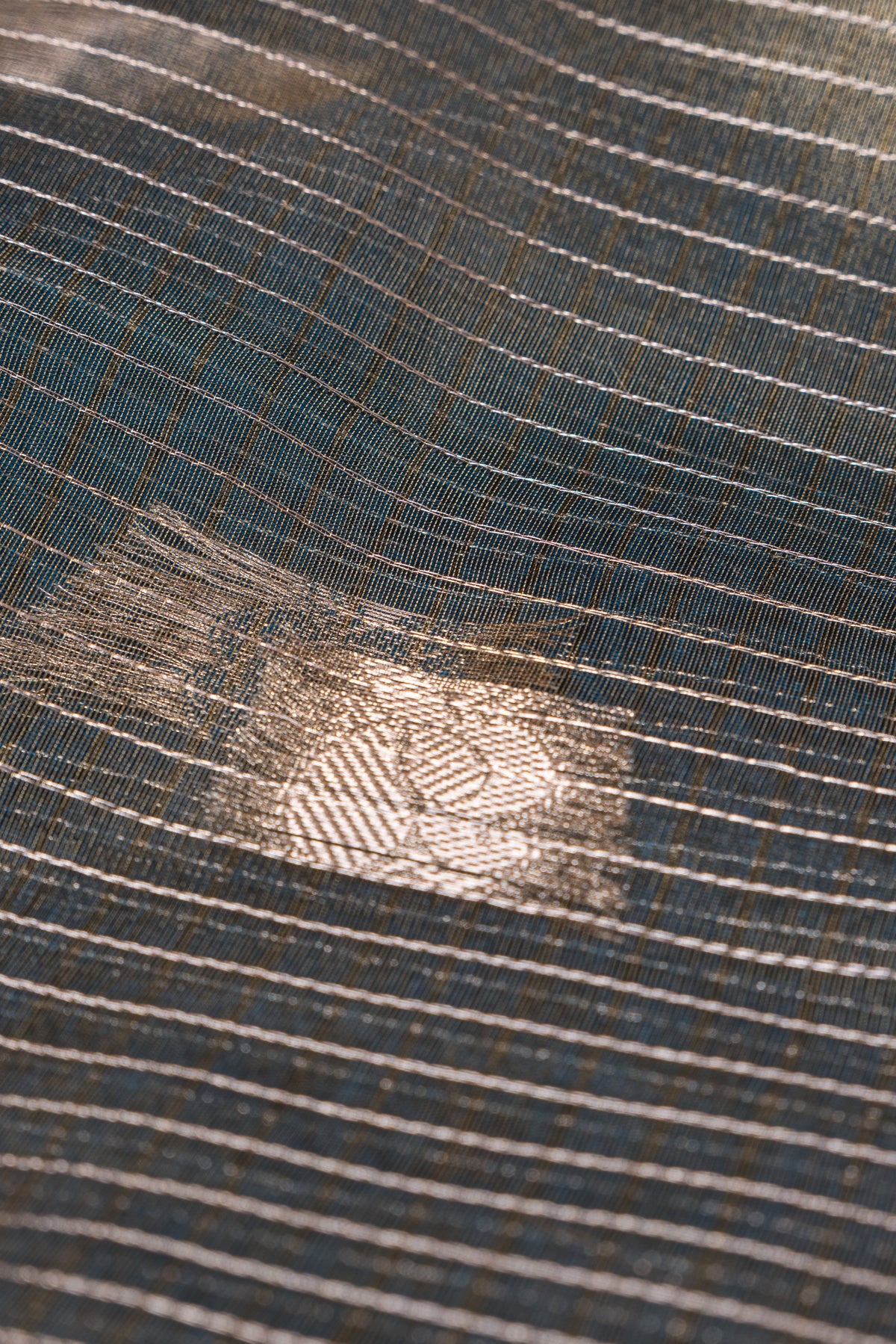 Chintamani Blue Chanderi Silk Checks Paithani Saree with Gold Mayur Butti & Traditional Zari Pallu