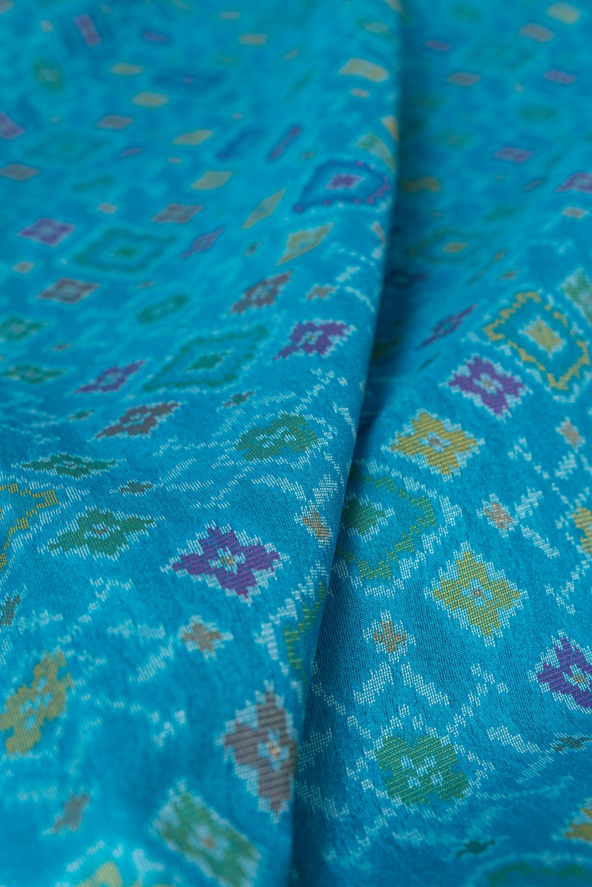 Chintamani Blue Tussar Silk Patola Saree with Resham Threadwork Pallu