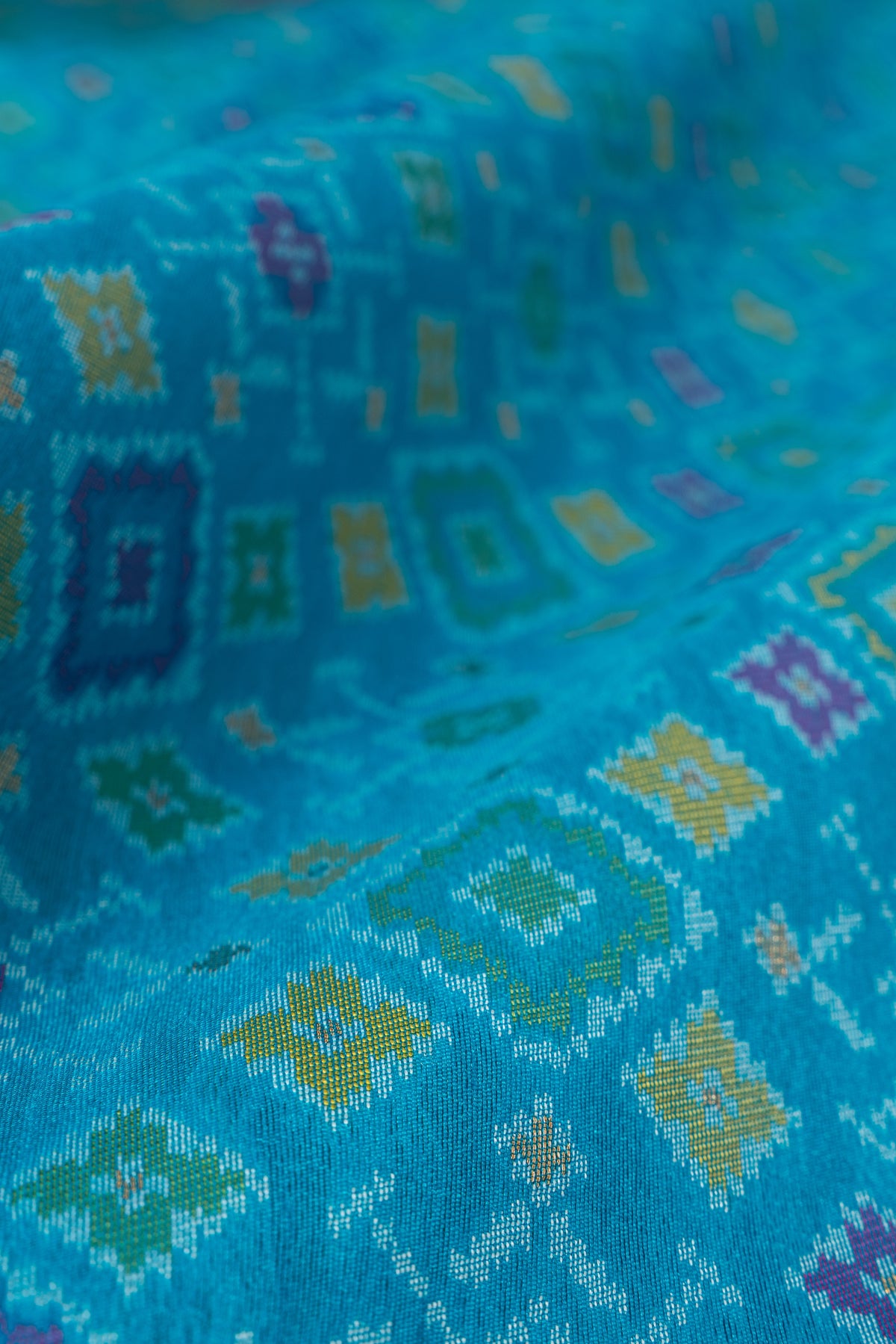Chintamani Blue Tussar Silk Patola Saree with Resham Threadwork Pallu