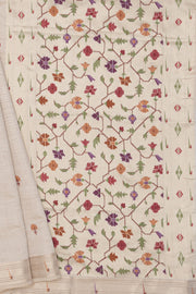 Cream Cotton Paithani Saree with Asawali-Prasūna Pallu