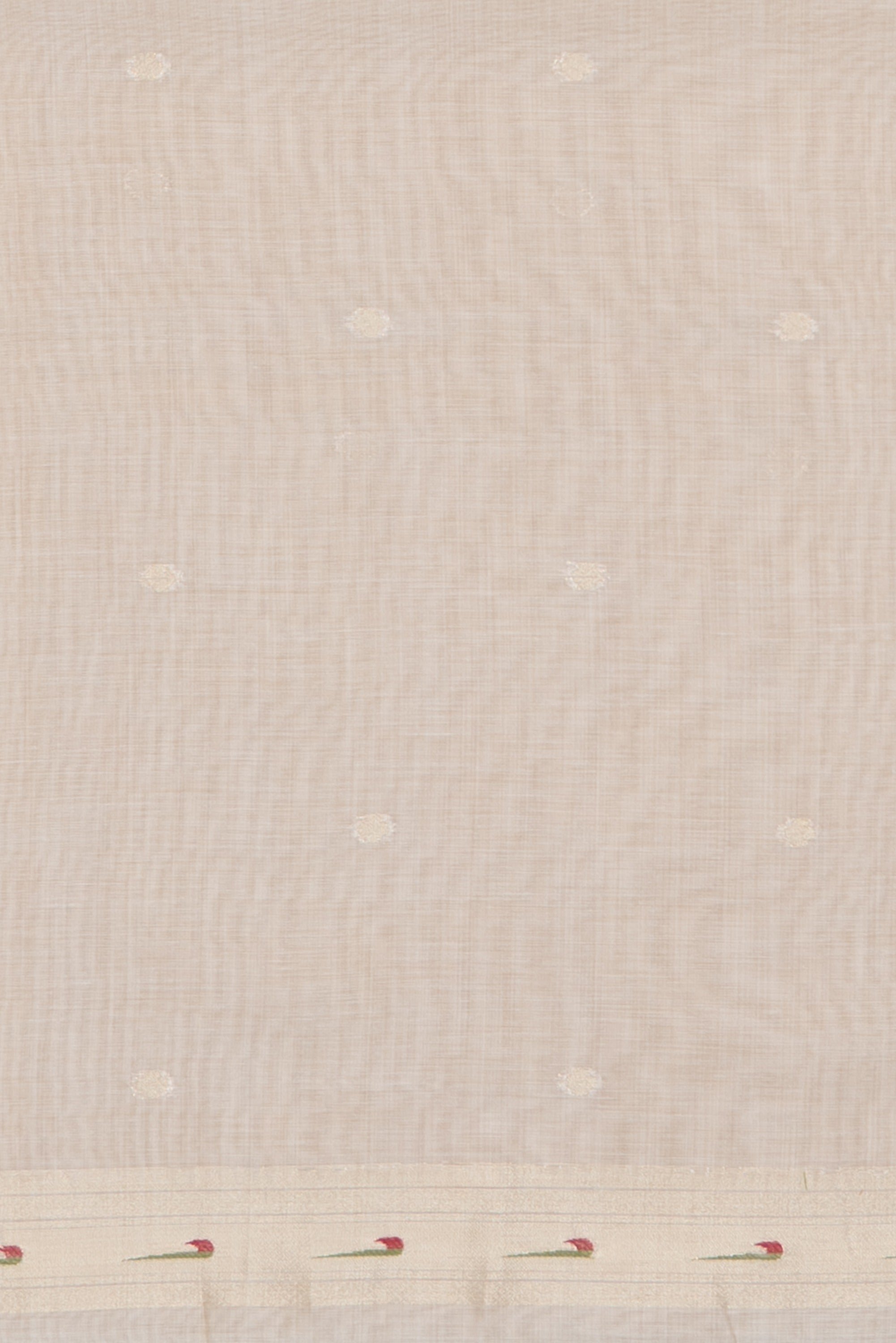 Cream Cotton Paithani Saree with Asawali-Prasūna Pallu
