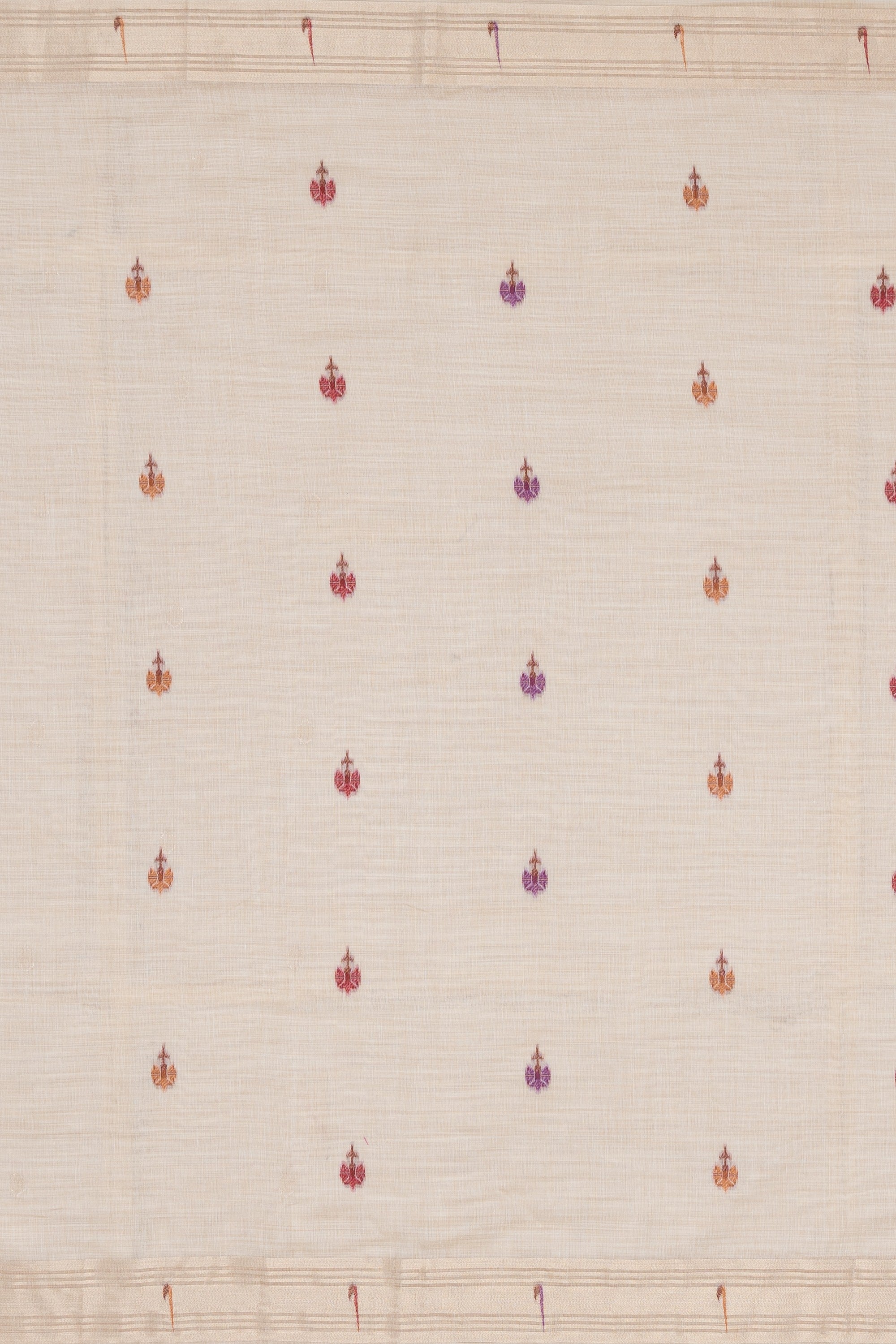 Cream Cotton Paithani Saree with Asawali-Prasūna Pallu