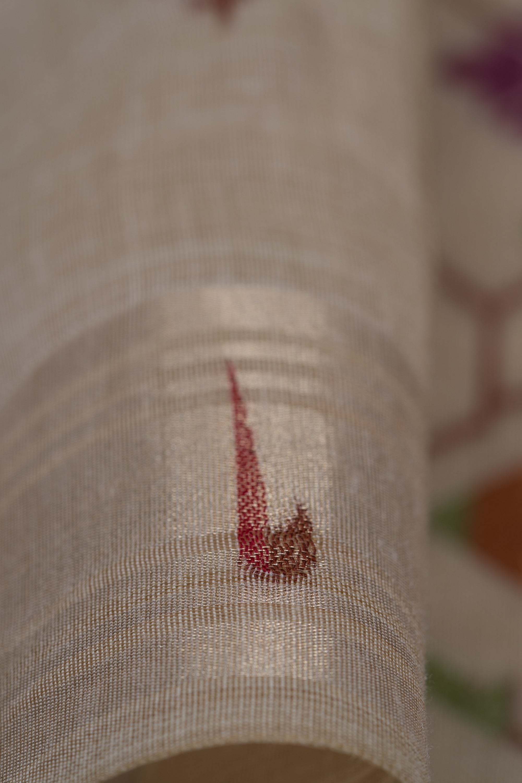 Cream Cotton Paithani Saree with Asawali-Prasūna Pallu