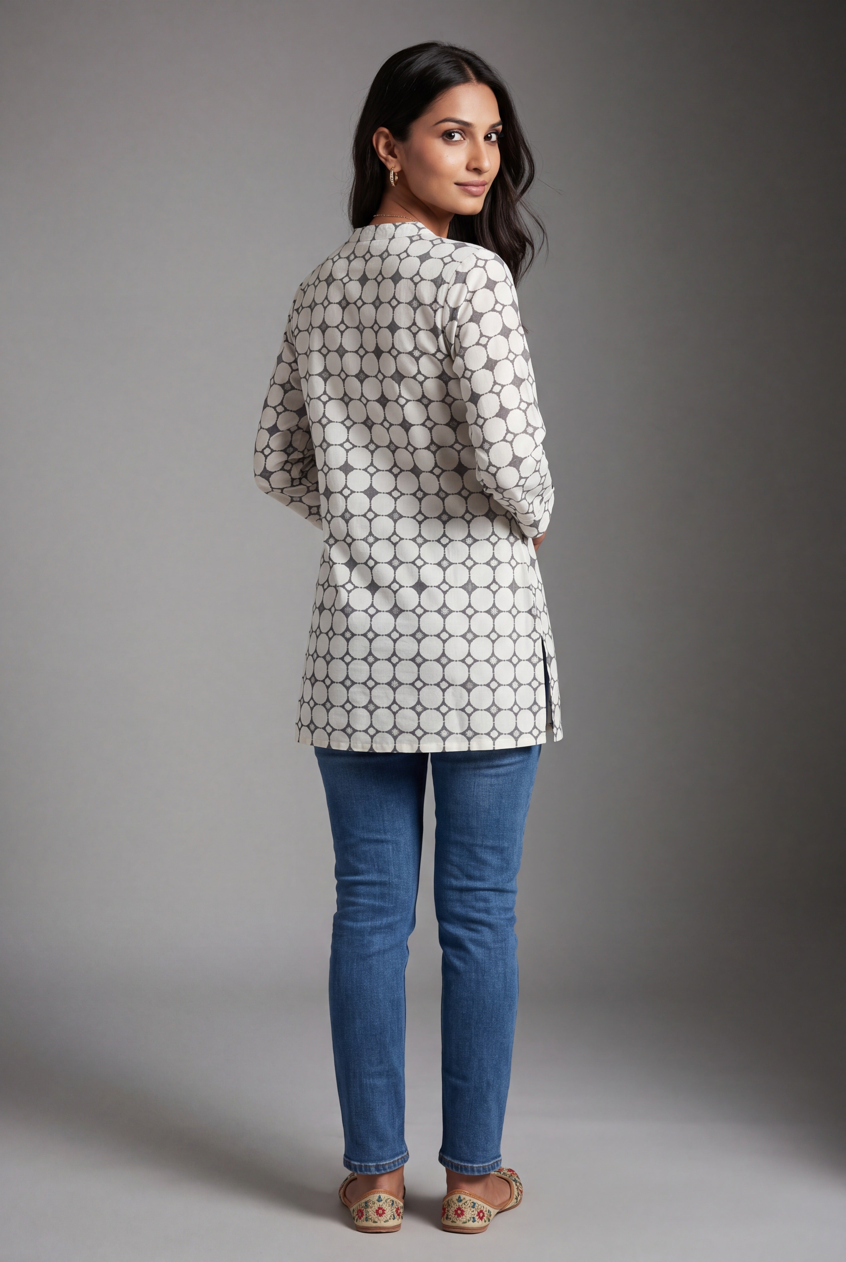 Cream and Stone Pure Cotton Graha Kurti