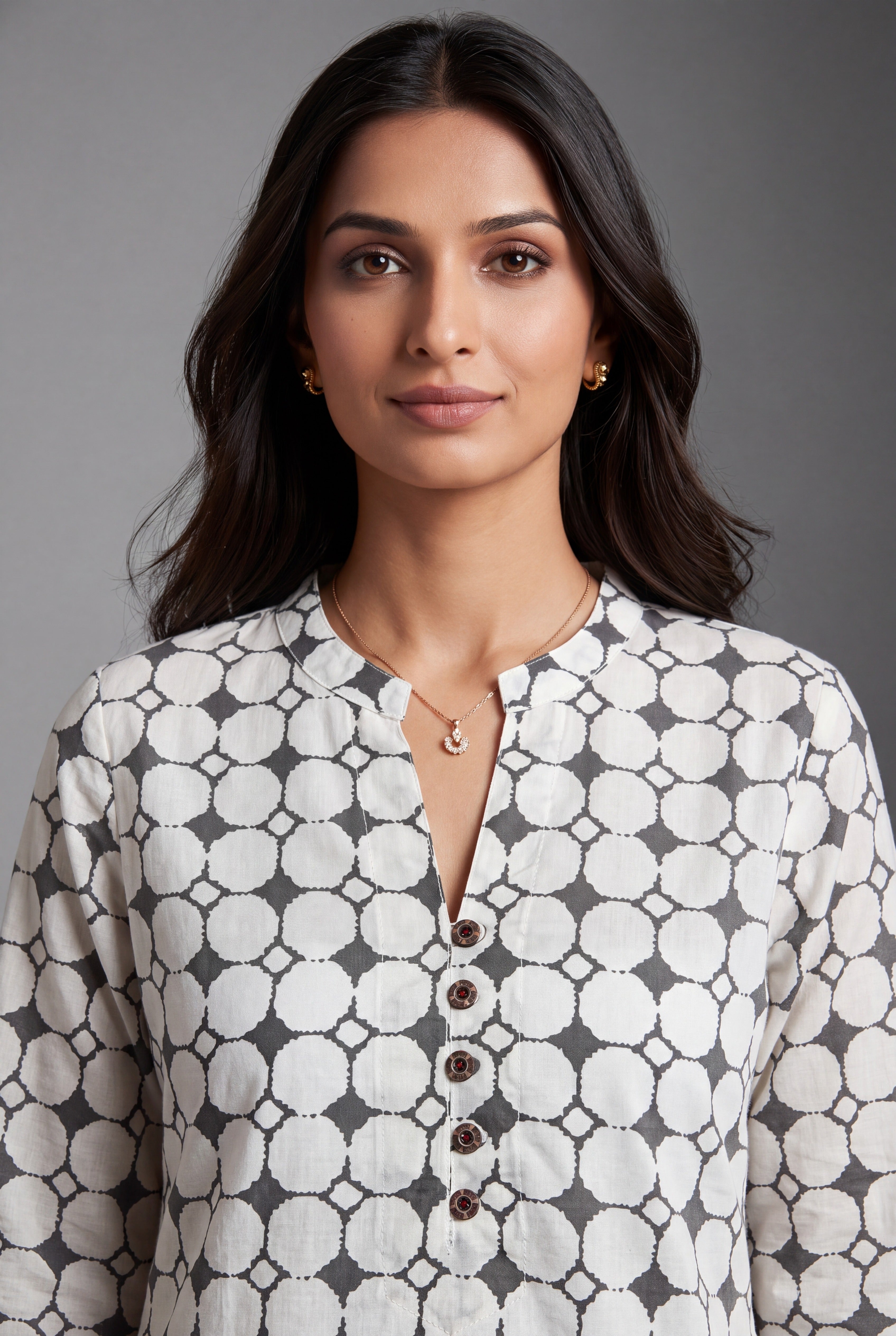 Cream and Stone Pure Cotton Graha Kurti