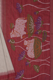 Crimson and Cream Paithani-Concept Saree with Nandi Pallu and Floral Pallu