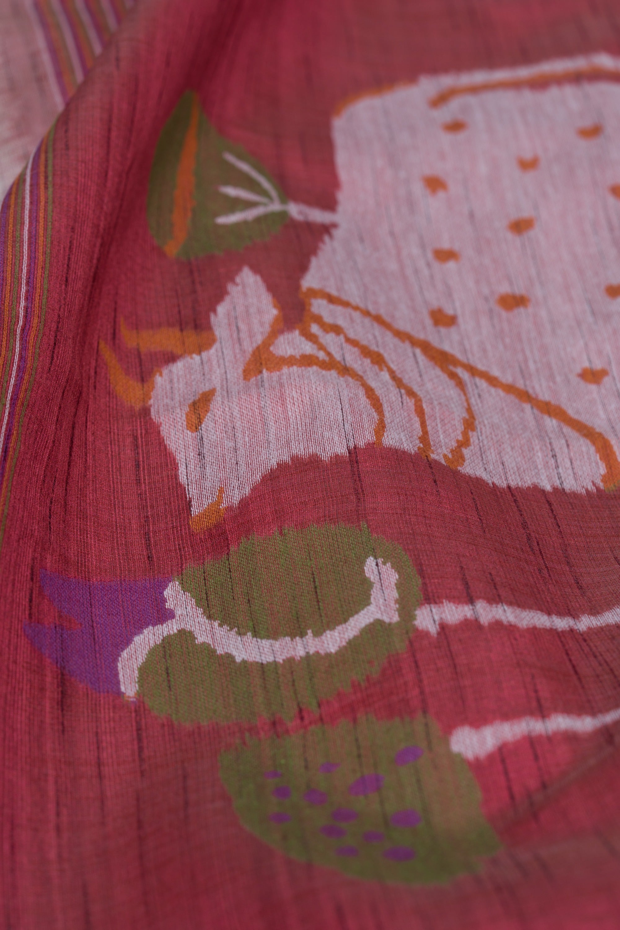 Crimson and Cream Paithani-Concept Saree with Nandi Pallu and Floral Pallu