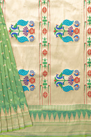 Green Katan Silk Paithani Saree with Irkal border