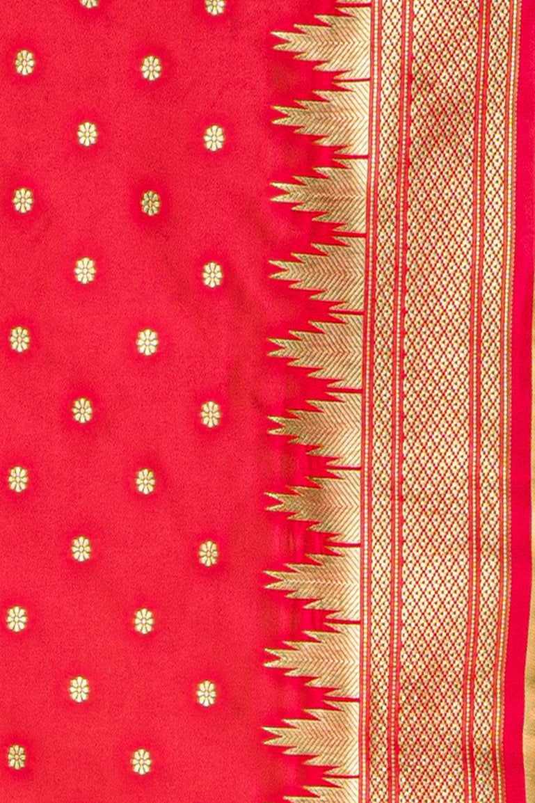 Red Katan Silk Paithani Saree with Irkal border