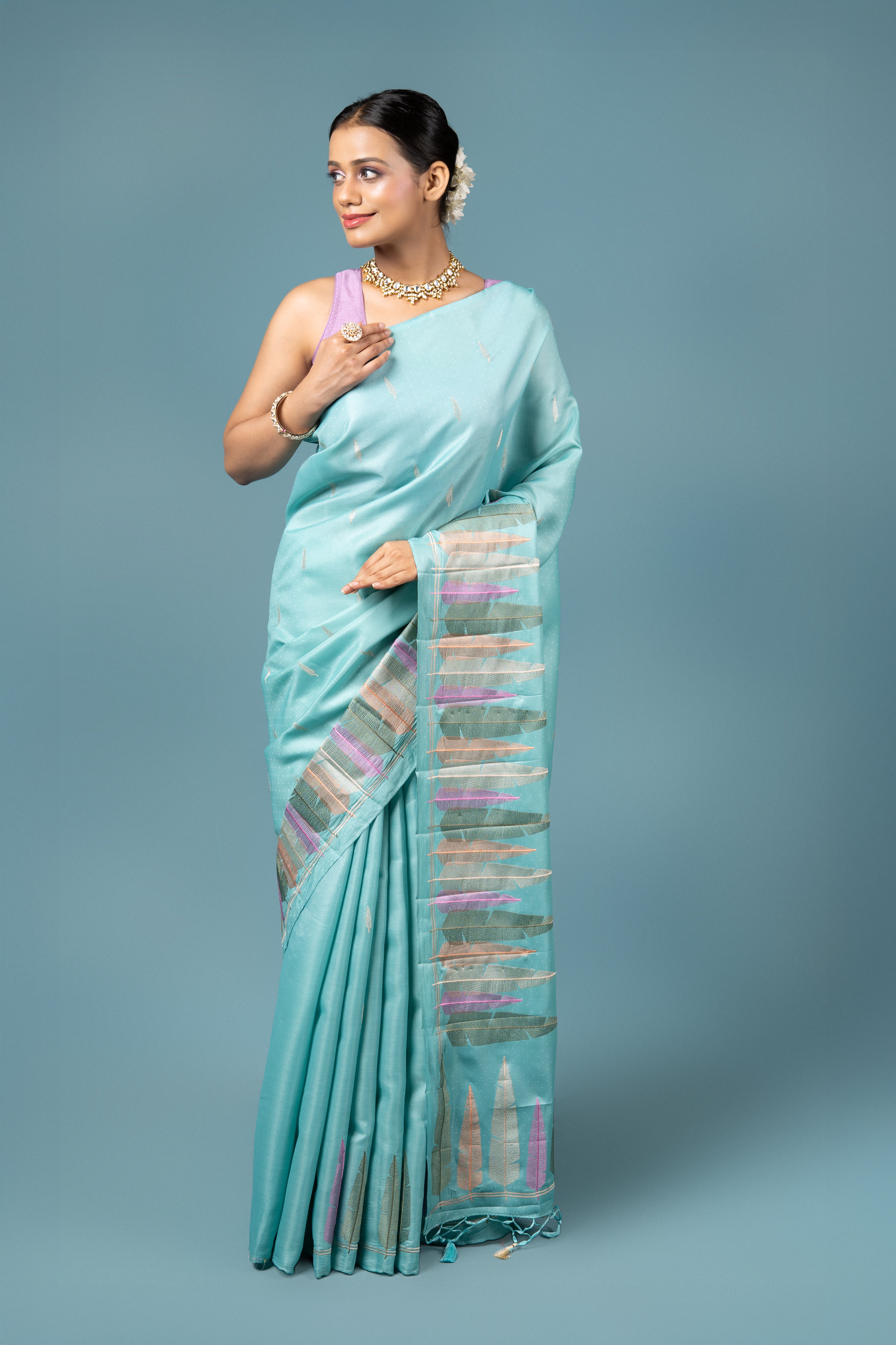 Sea Green Cotton Saree
