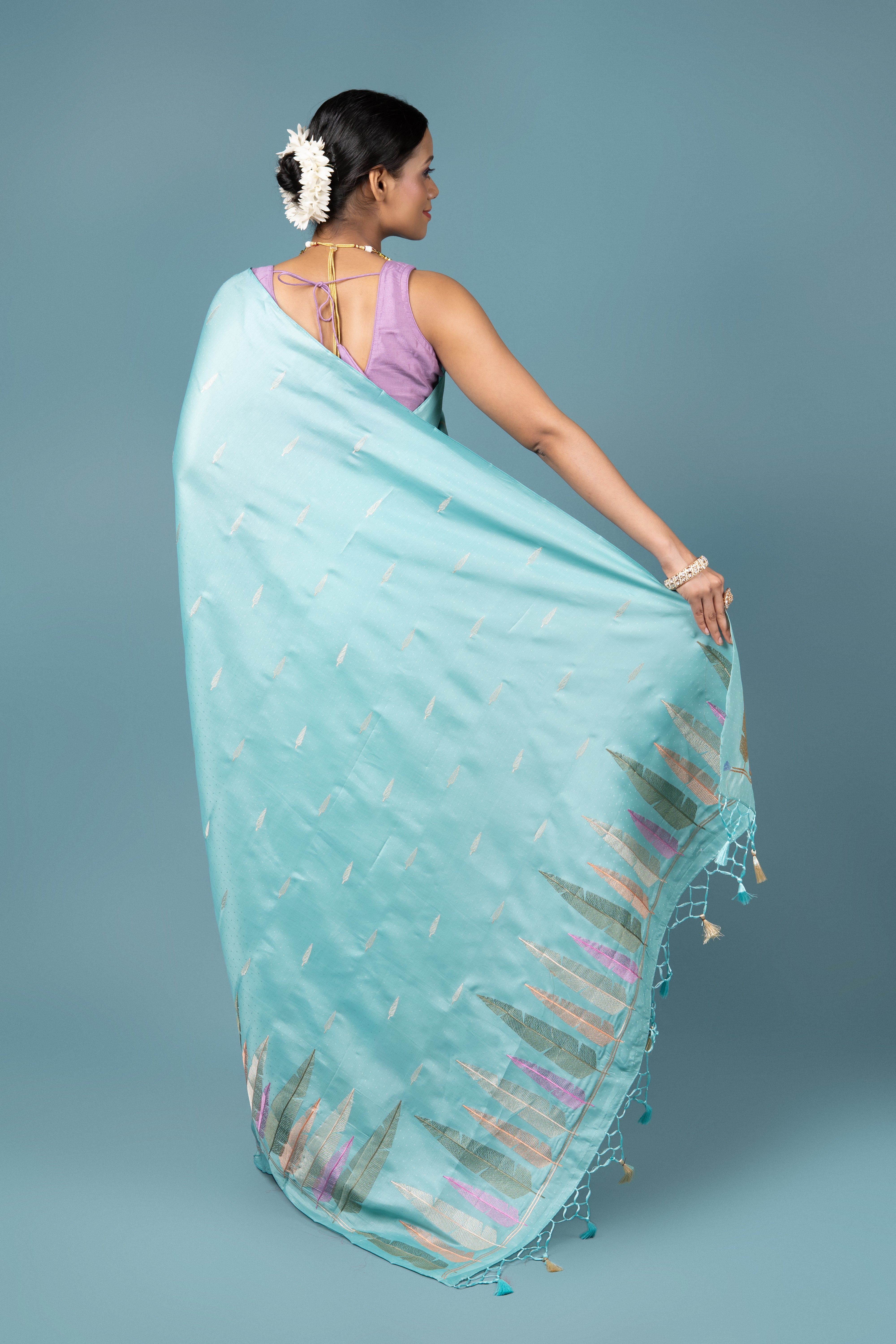 Sea Green Cotton Saree