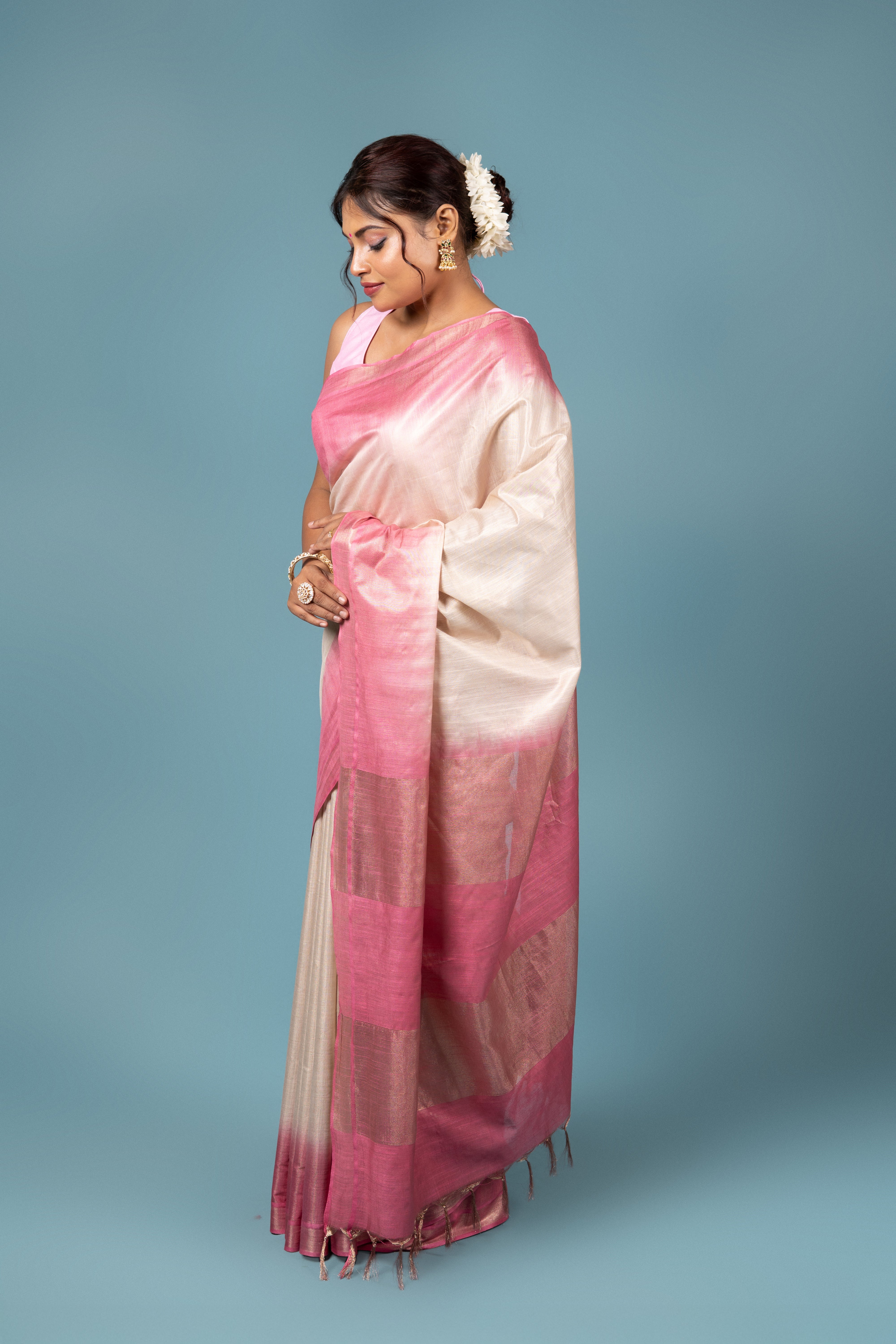 Pink Tissue Silk Saree