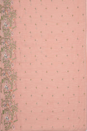 Pink Cotton Saree with Floral Threadwork