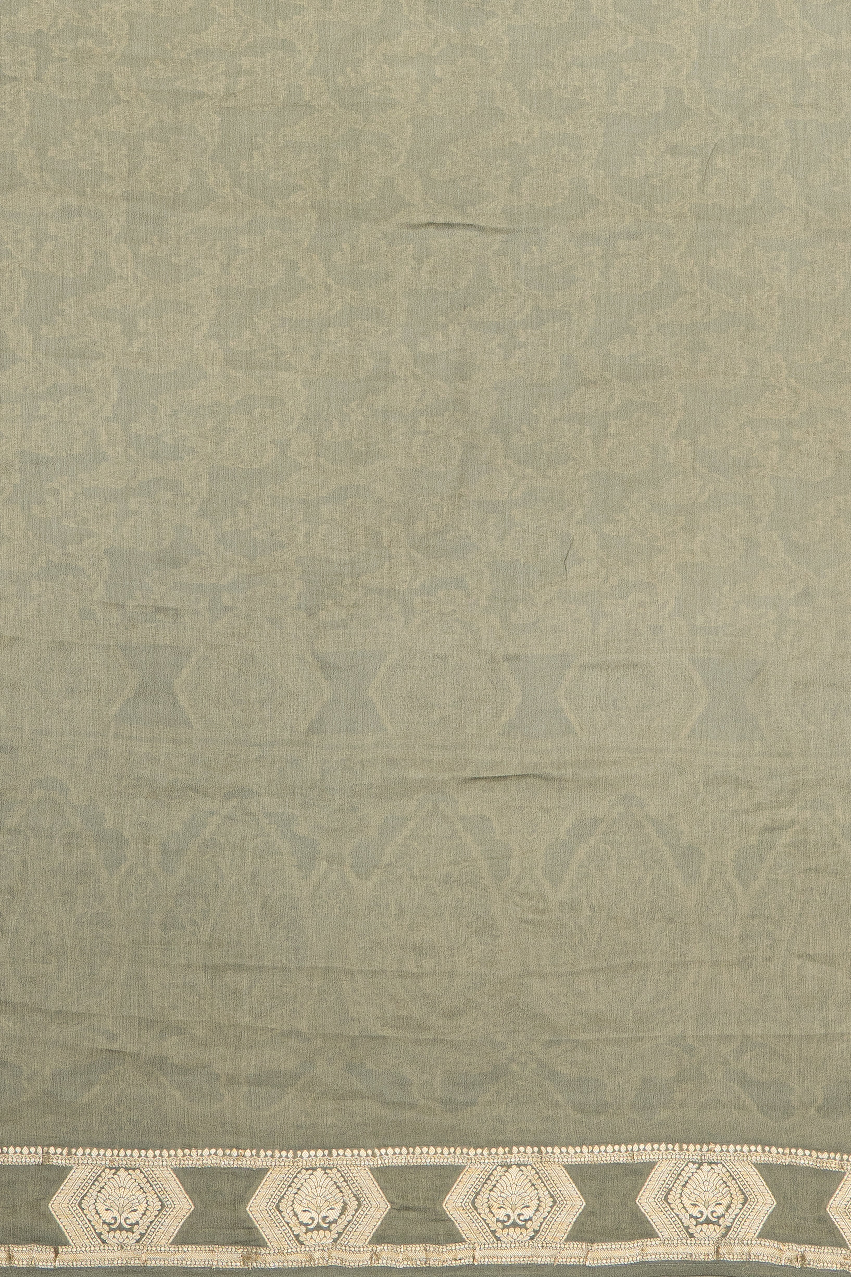 Silver Soft Silk Banarasi Saree with Gold Zari Jaal