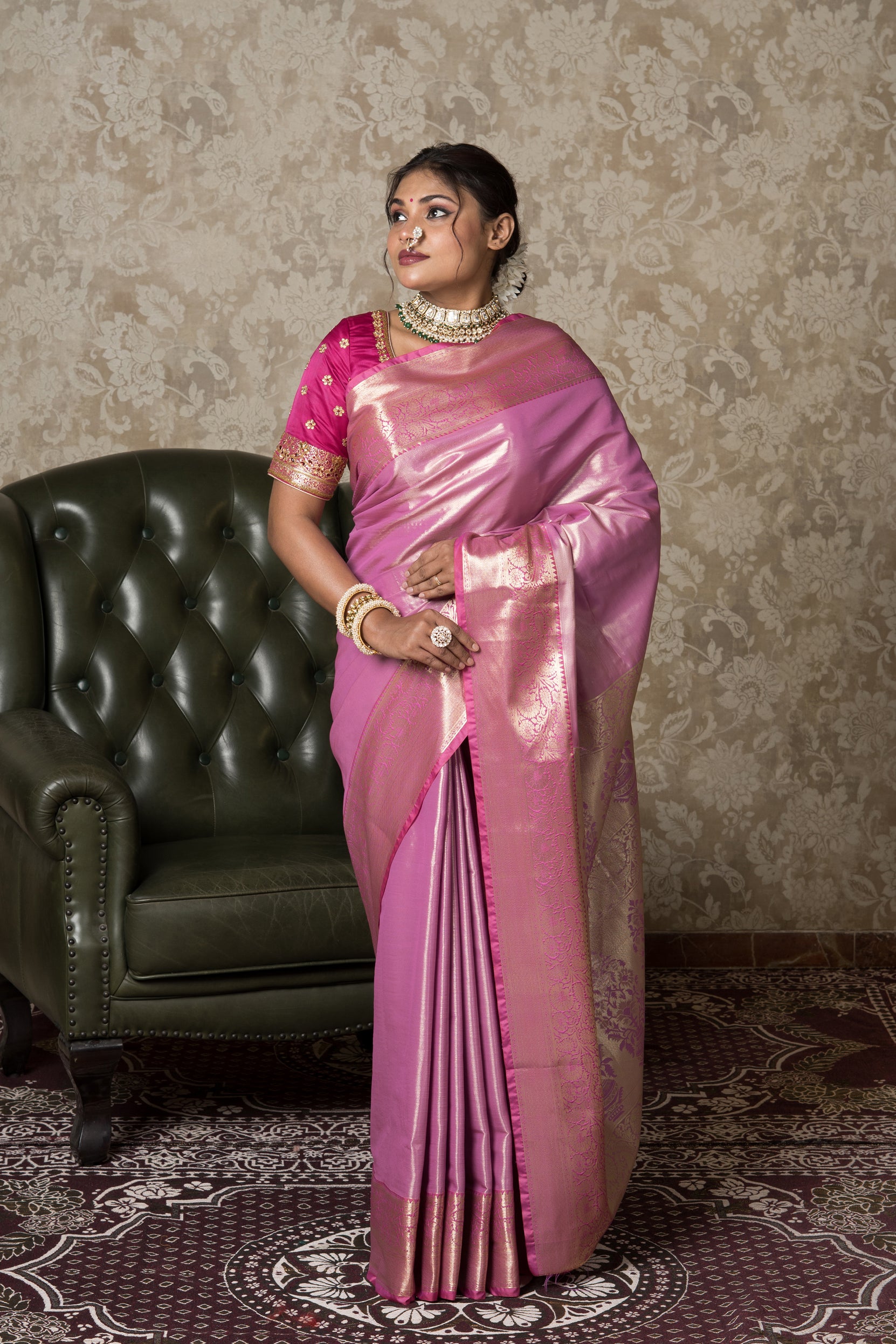 Pink Tissue Silk Kanjivaram Saree
