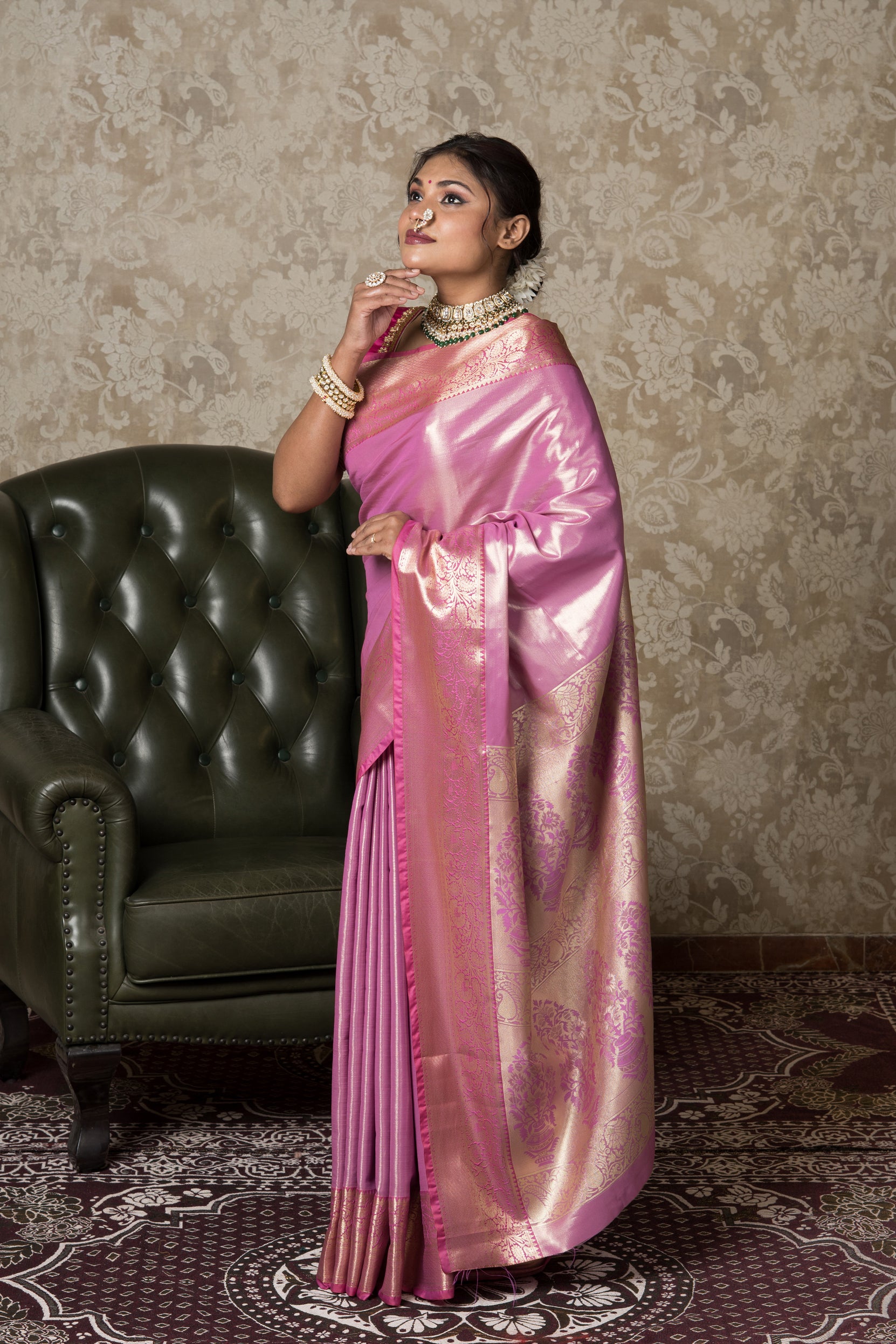 Pink Tissue Silk Kanjivaram Saree