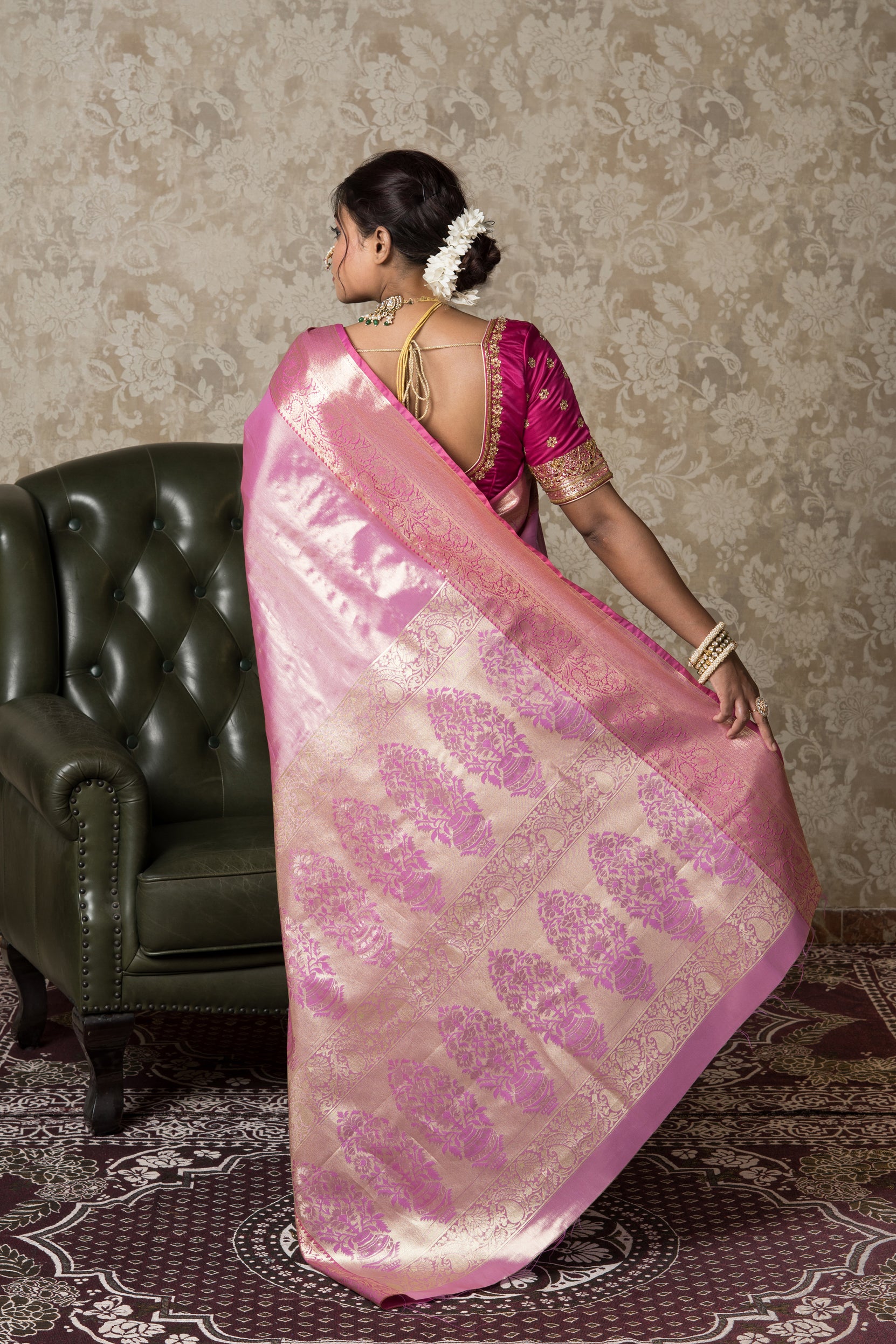 Pink Tissue Silk Kanjivaram Saree