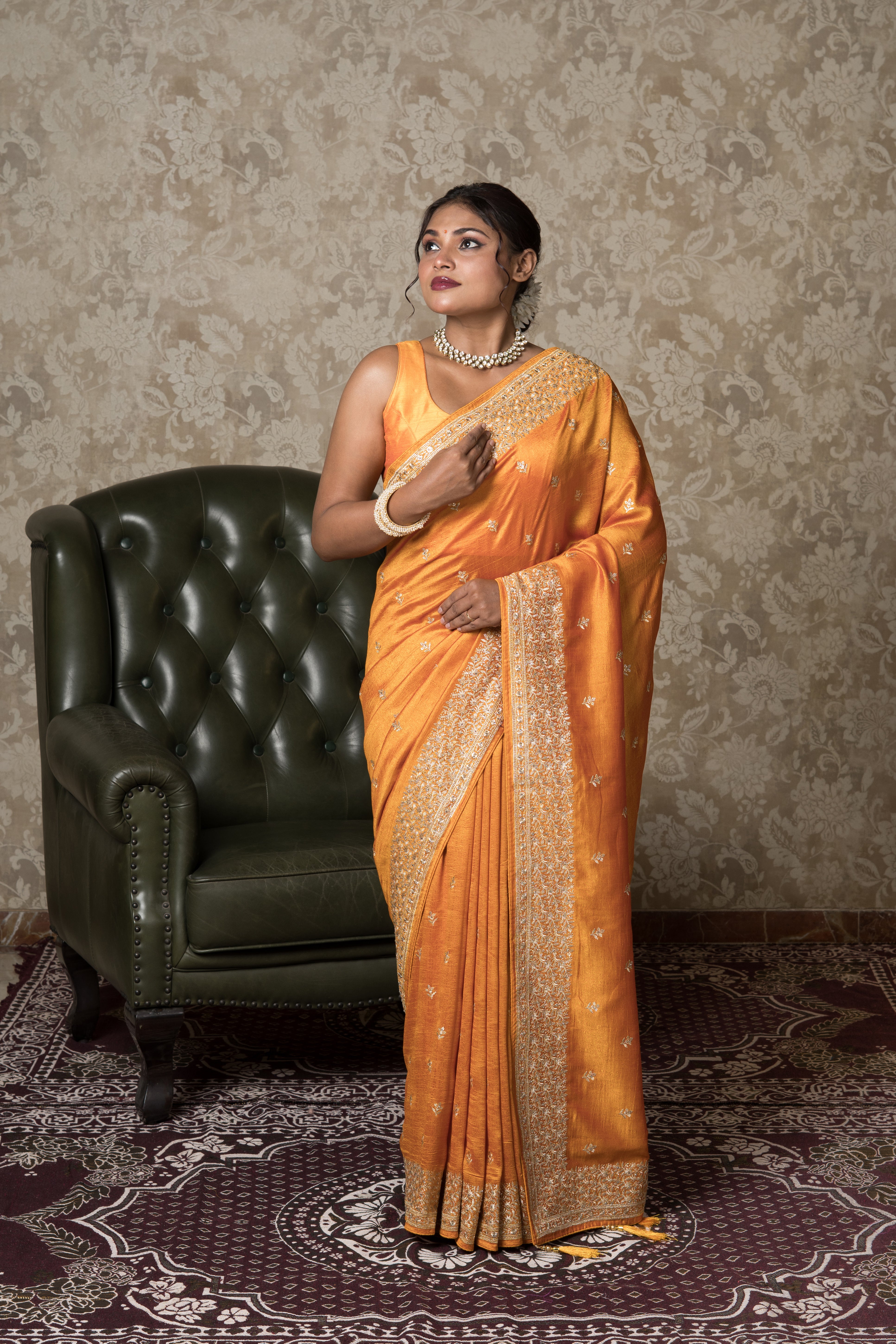 Mustard Yellow Georgette Saree