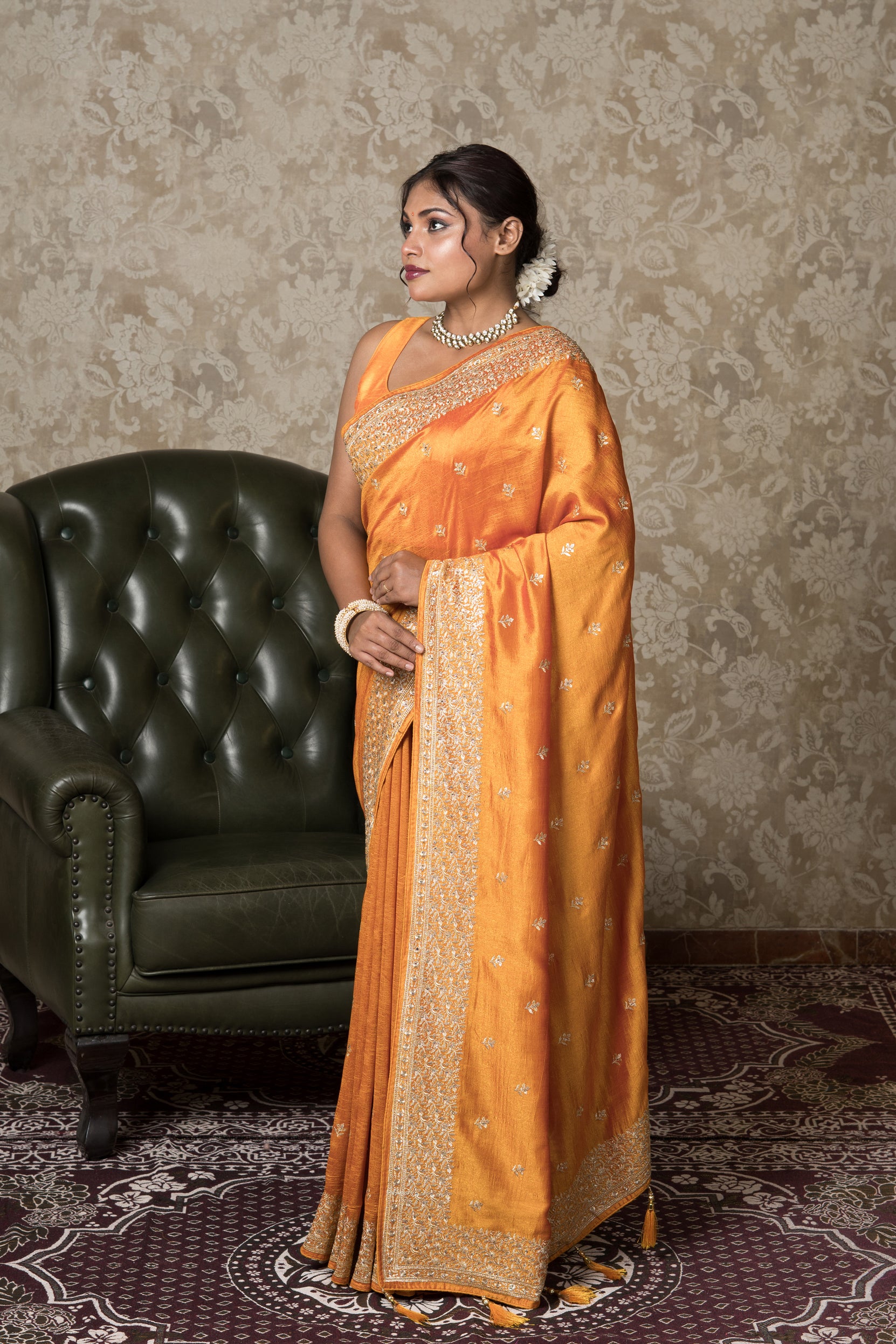 Mustard Yellow Georgette Saree