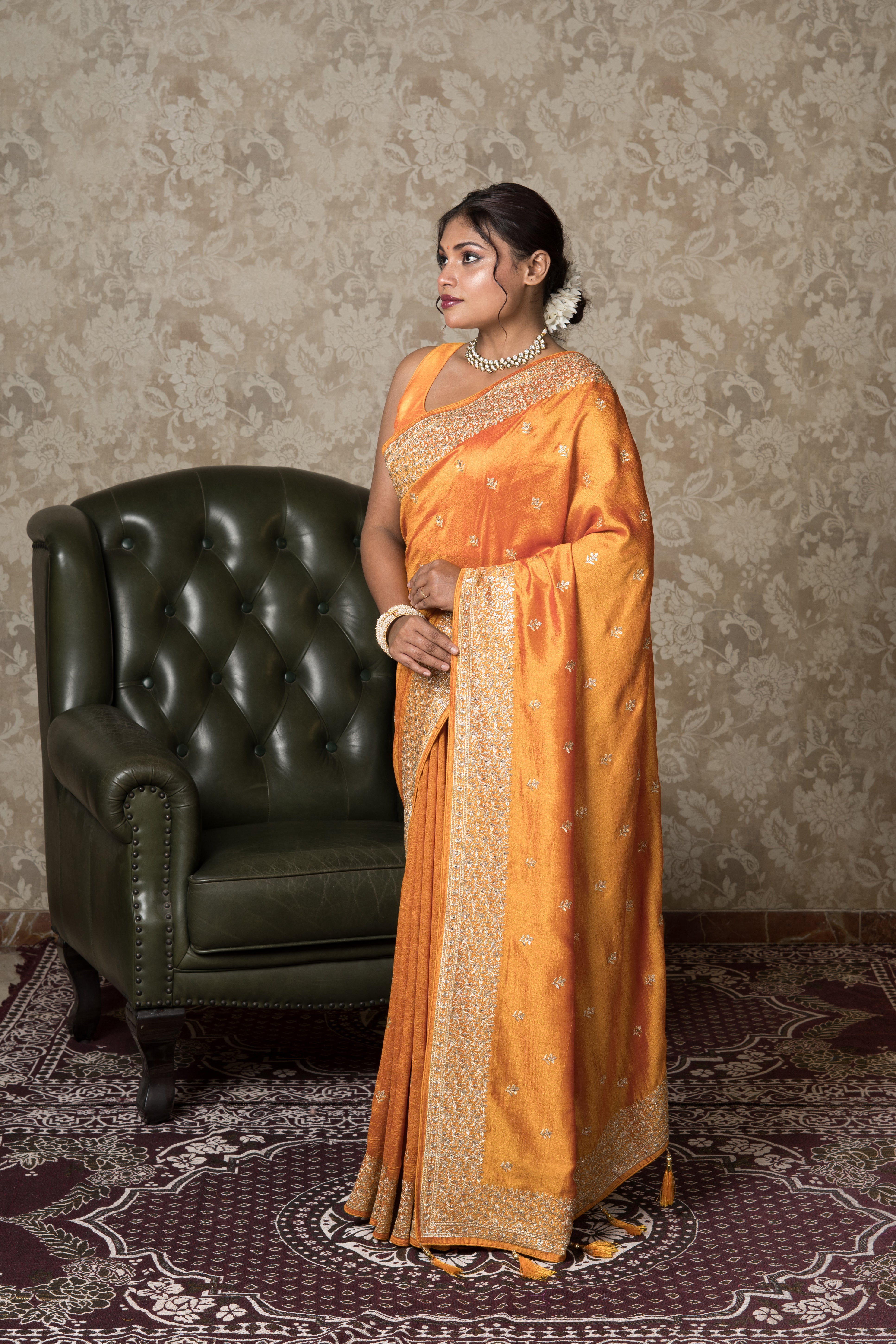 Mustard Yellow Georgette Saree