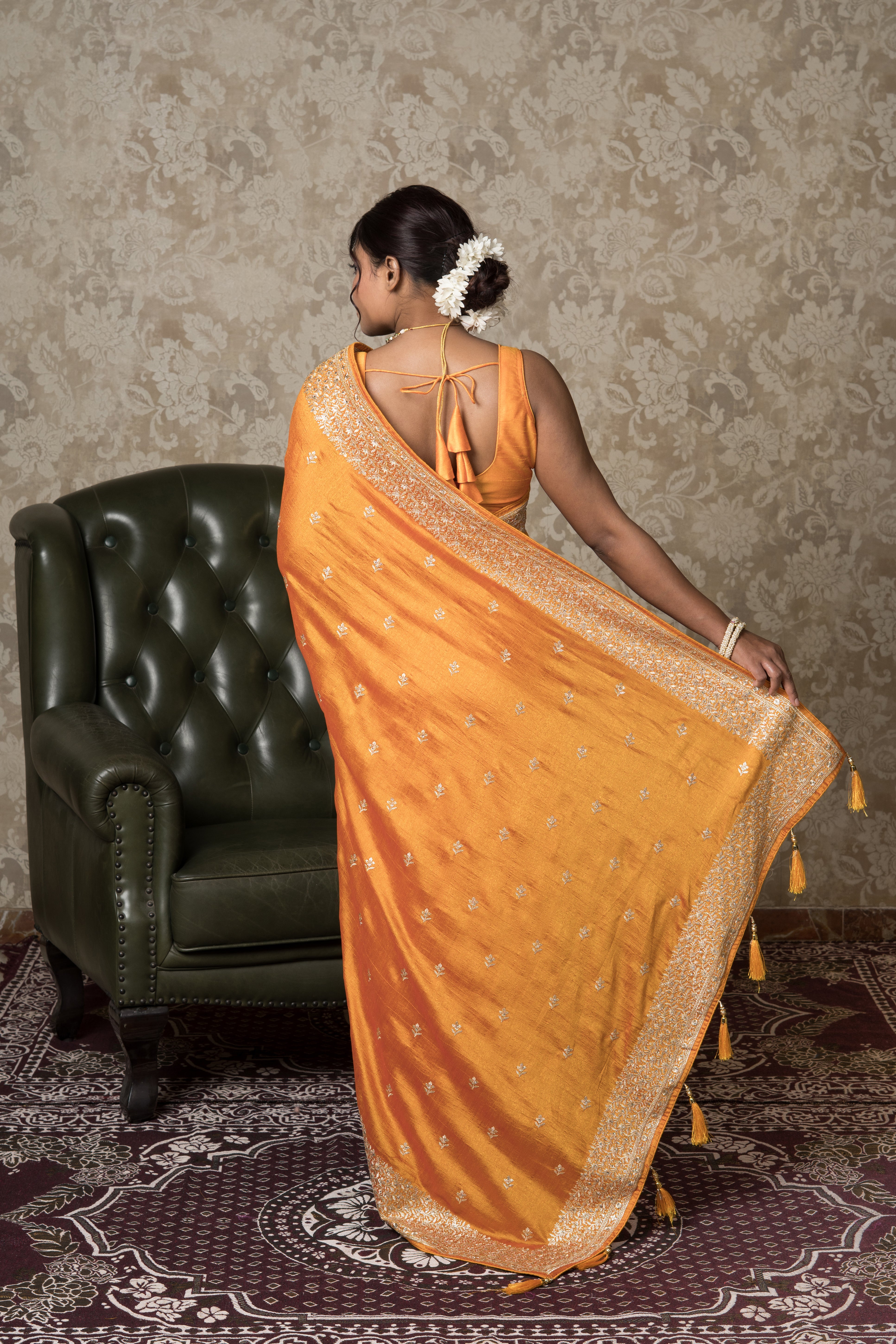 Mustard Yellow Georgette Saree