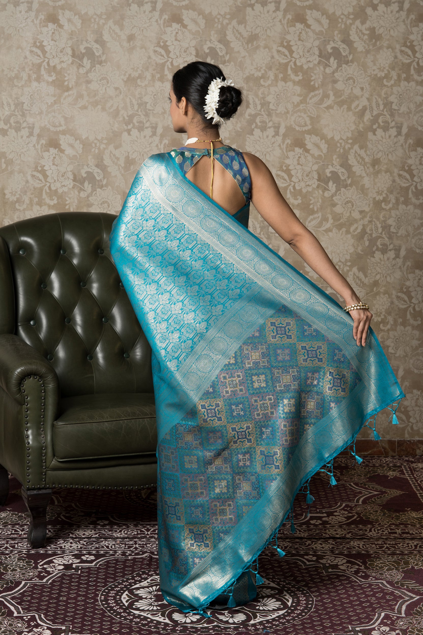 Peacock Blue Soft Silk Saree