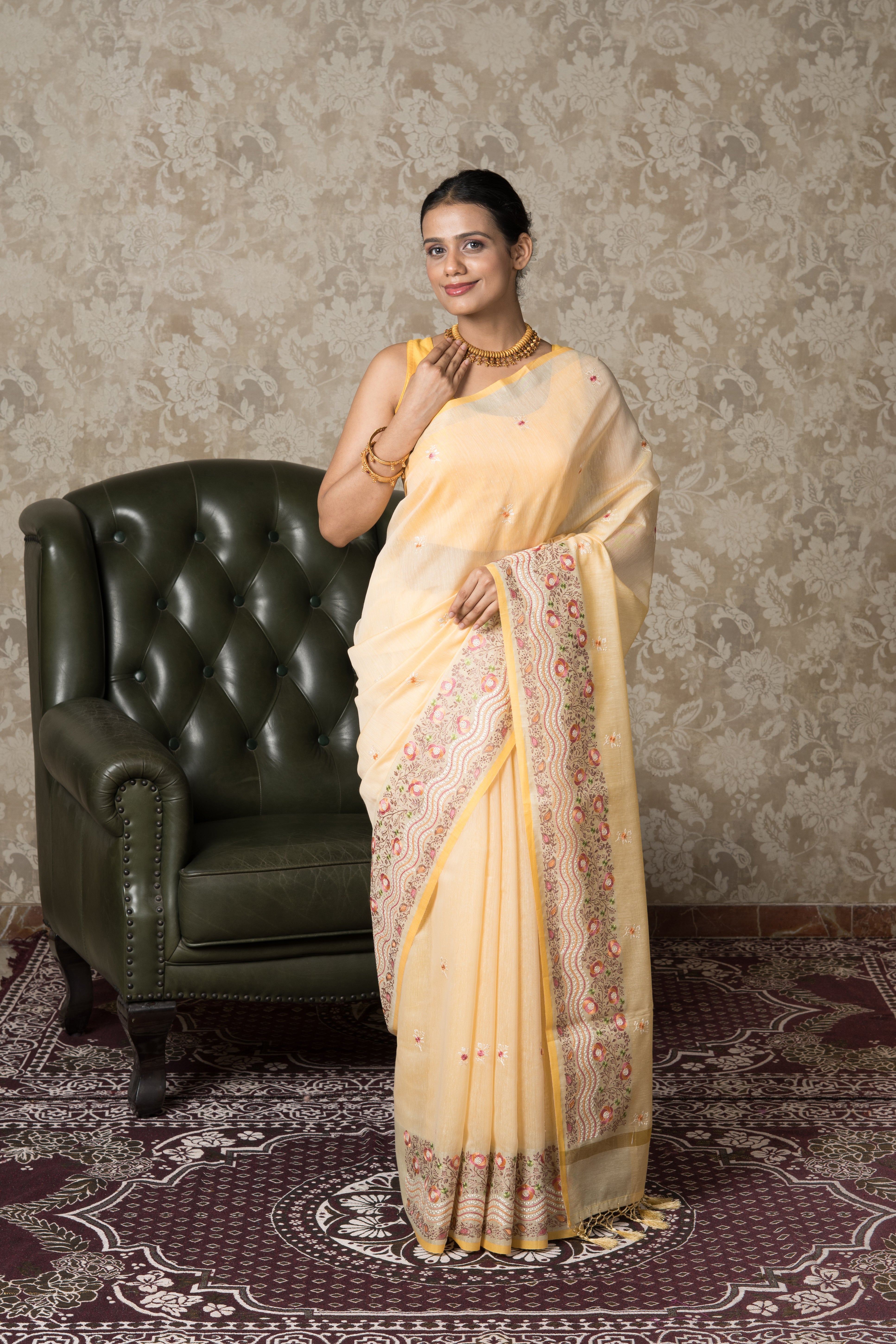 Yellow Cotton saree