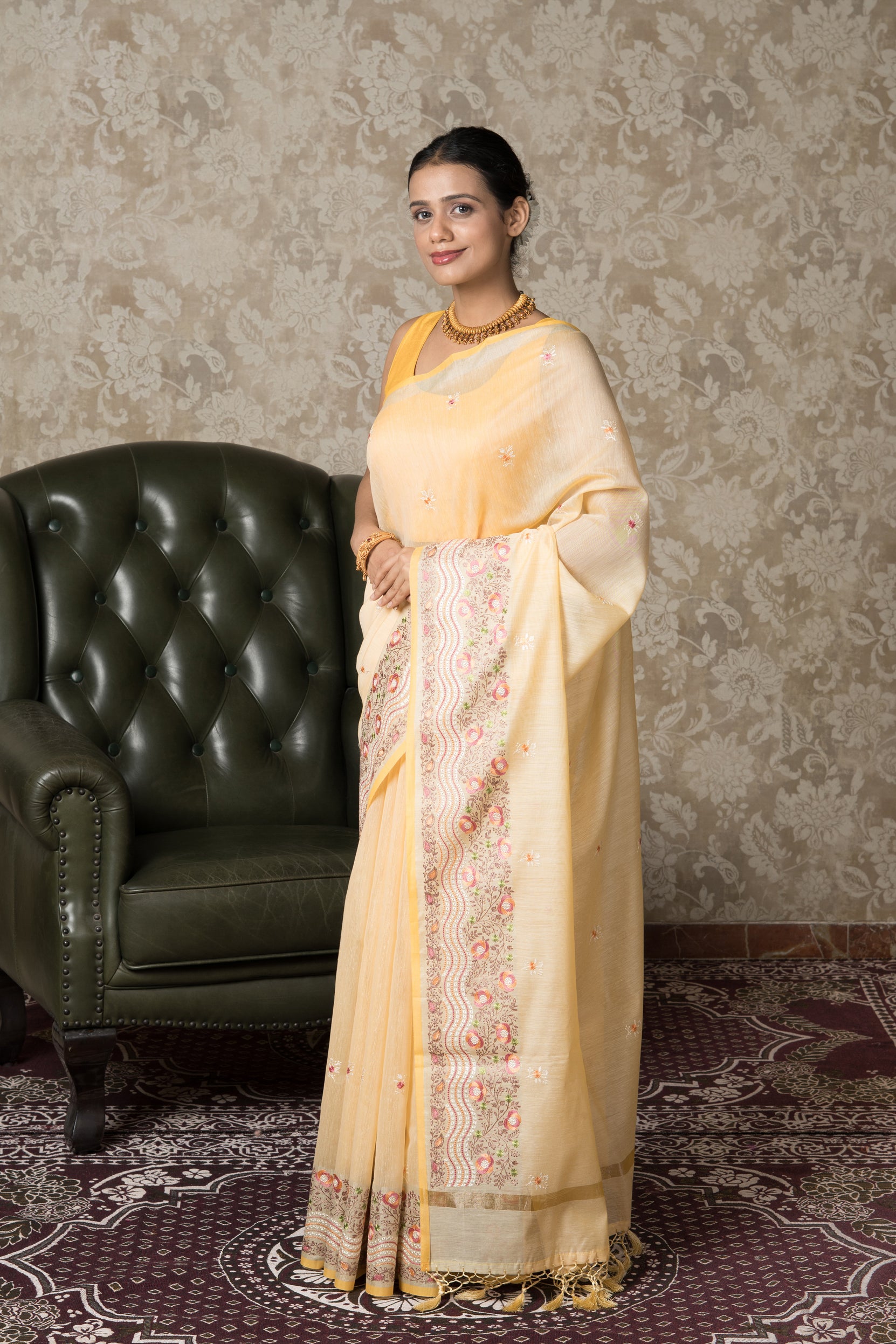 Yellow Cotton Saree