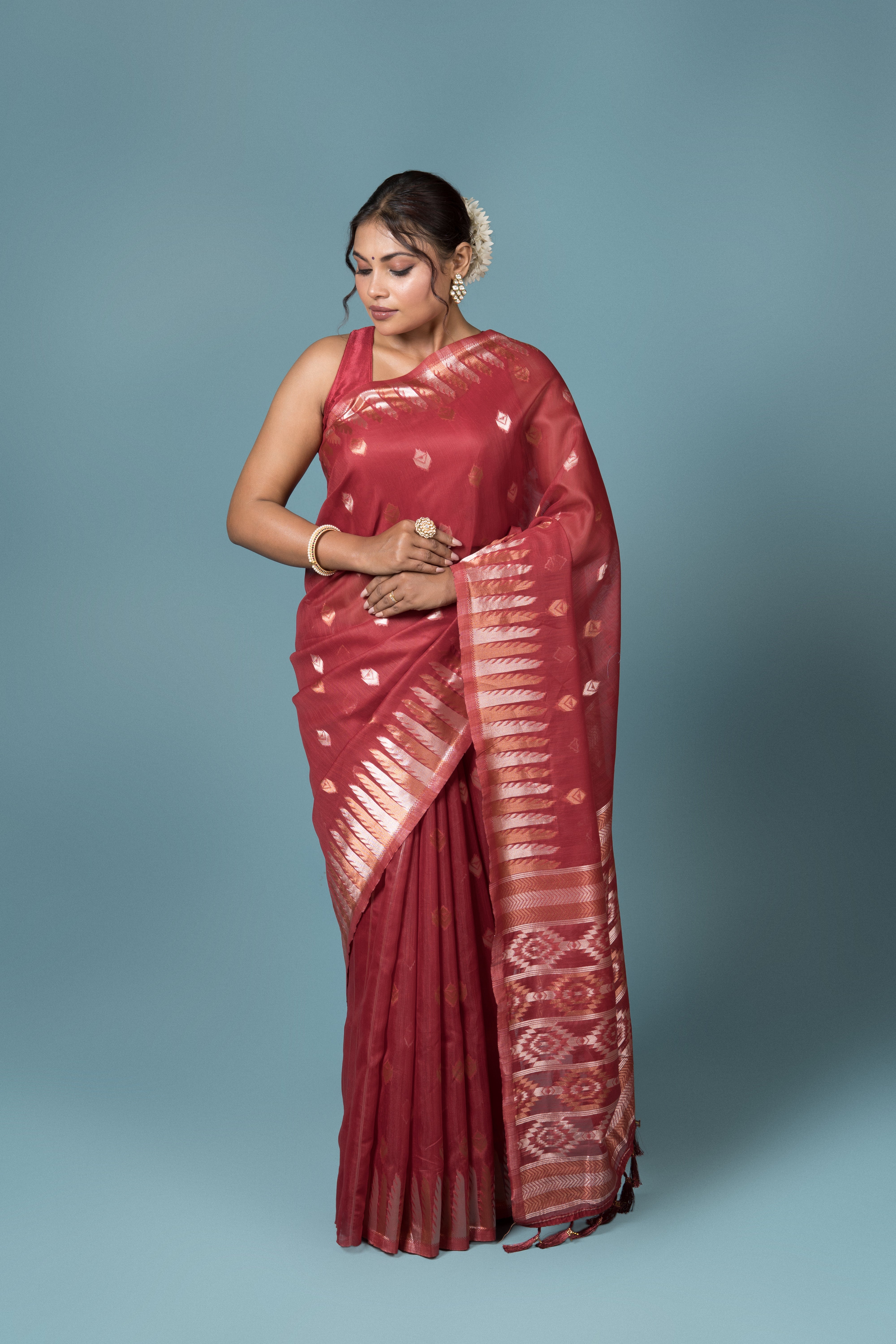 Red Cotton Saree