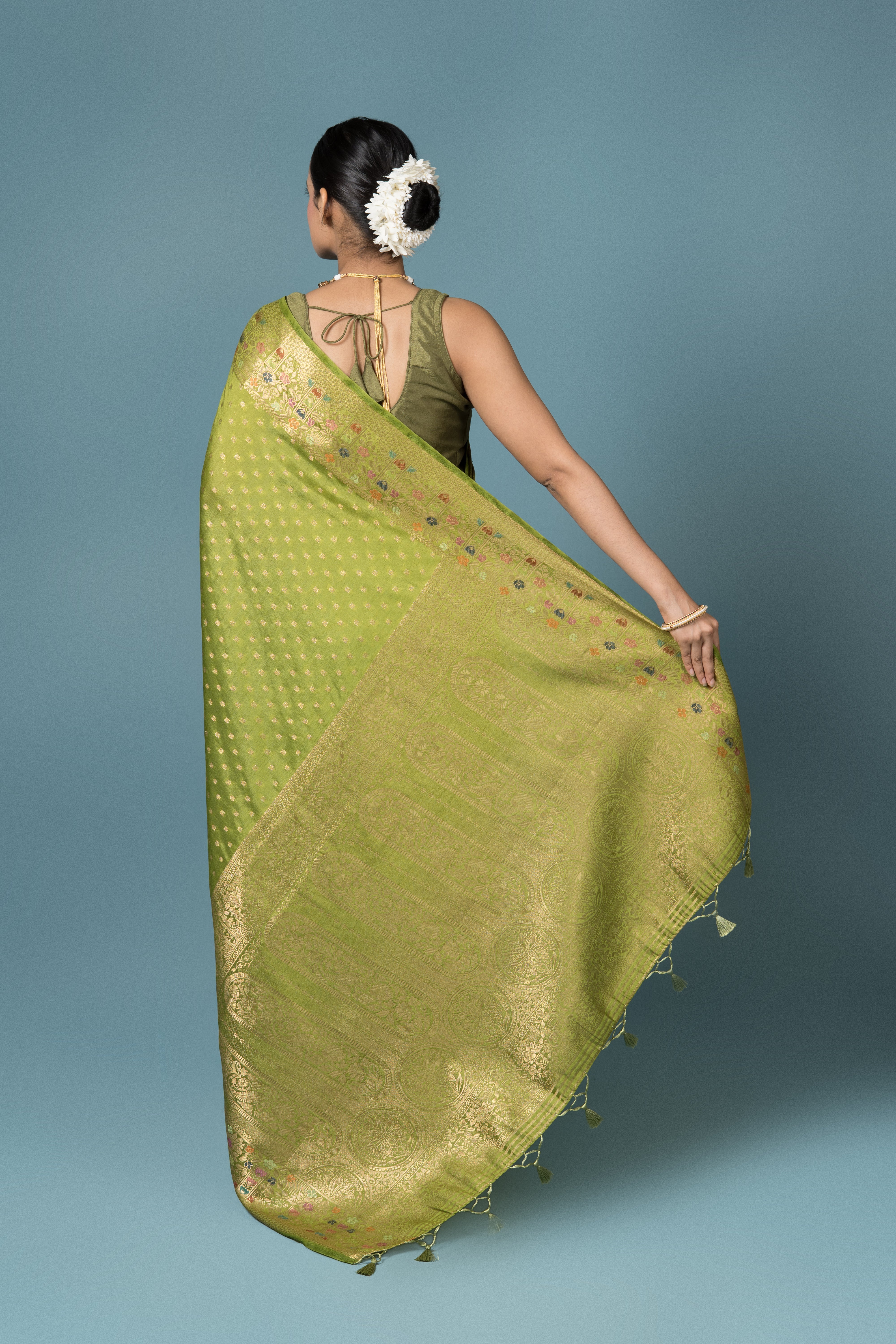 Green Tussar Silk Saree