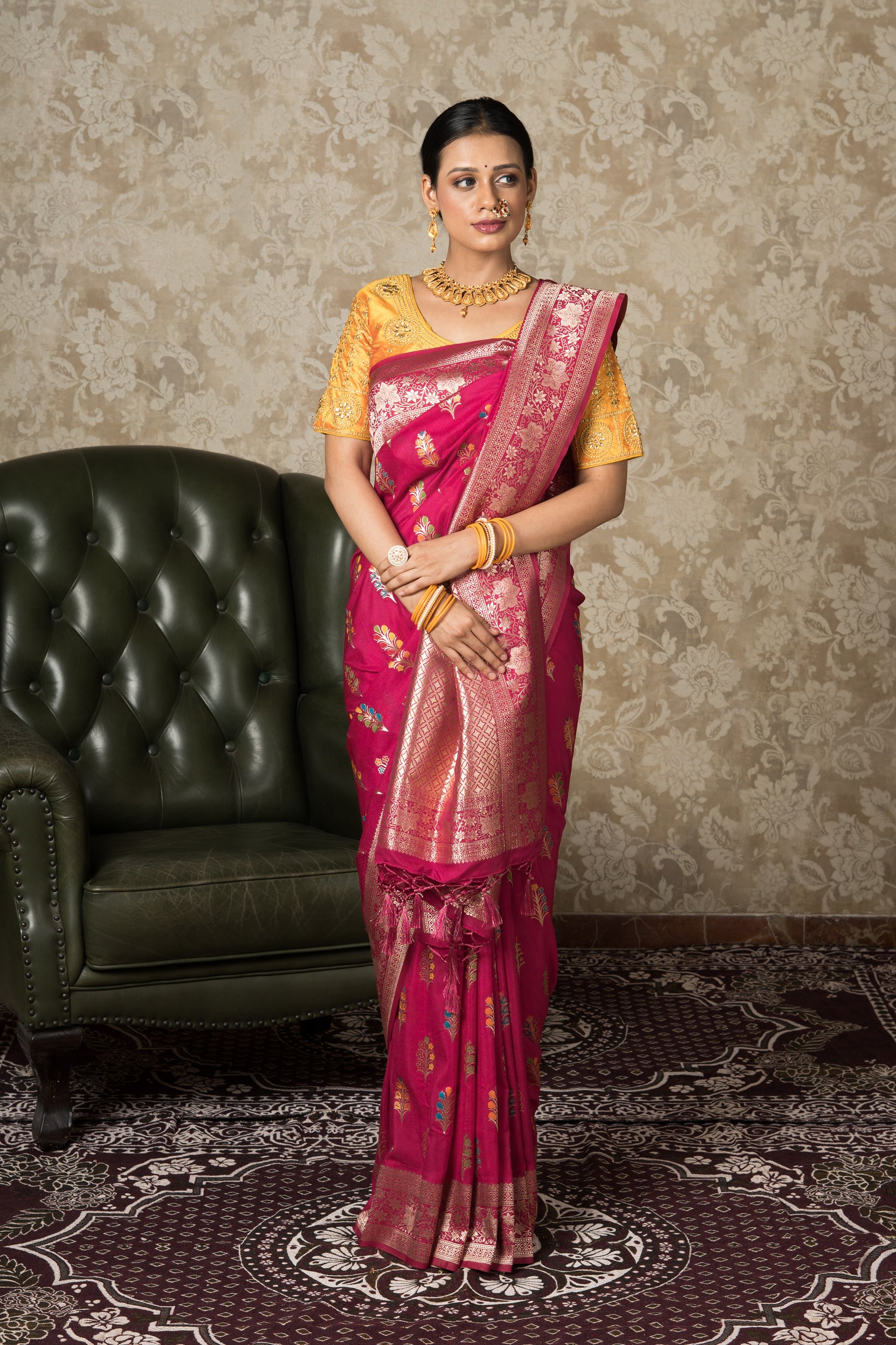 Rani Pink Georgette Banarasi Saree