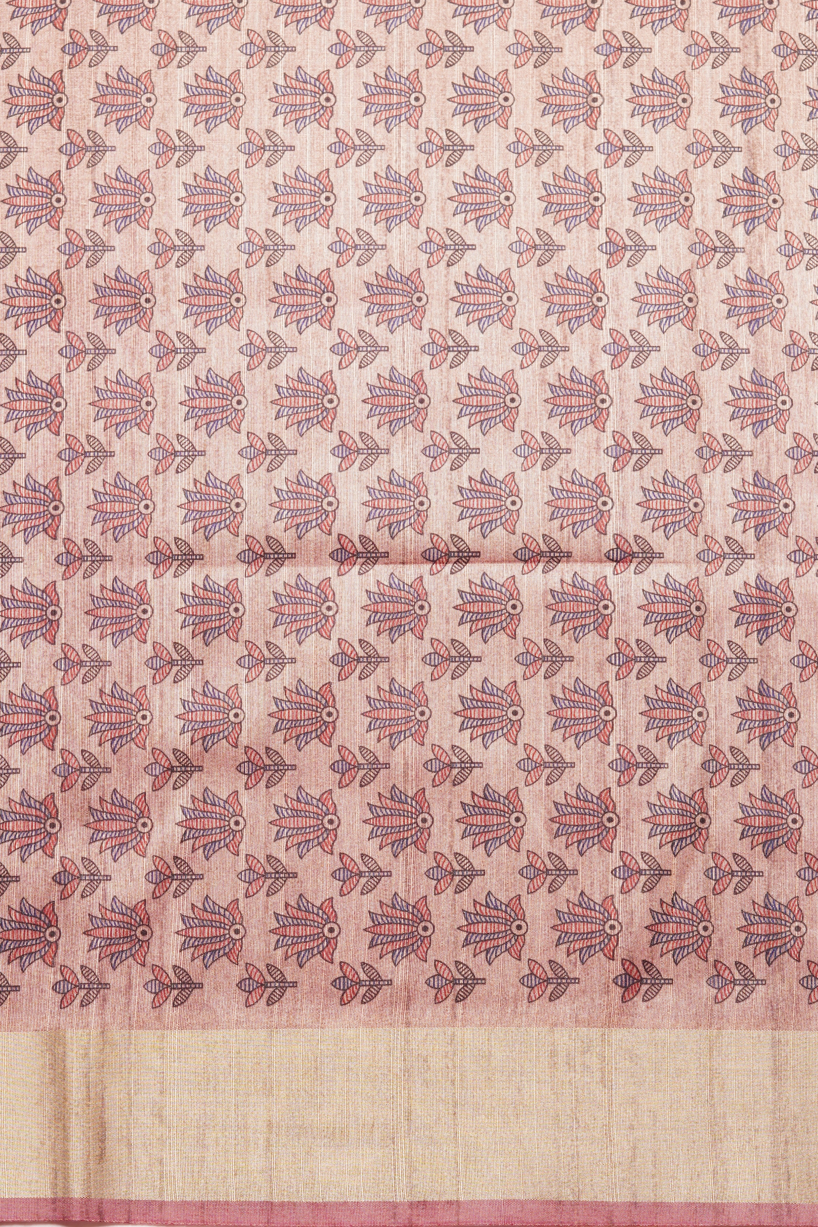 Purple Tussar Silk Saree With Madhubani Print