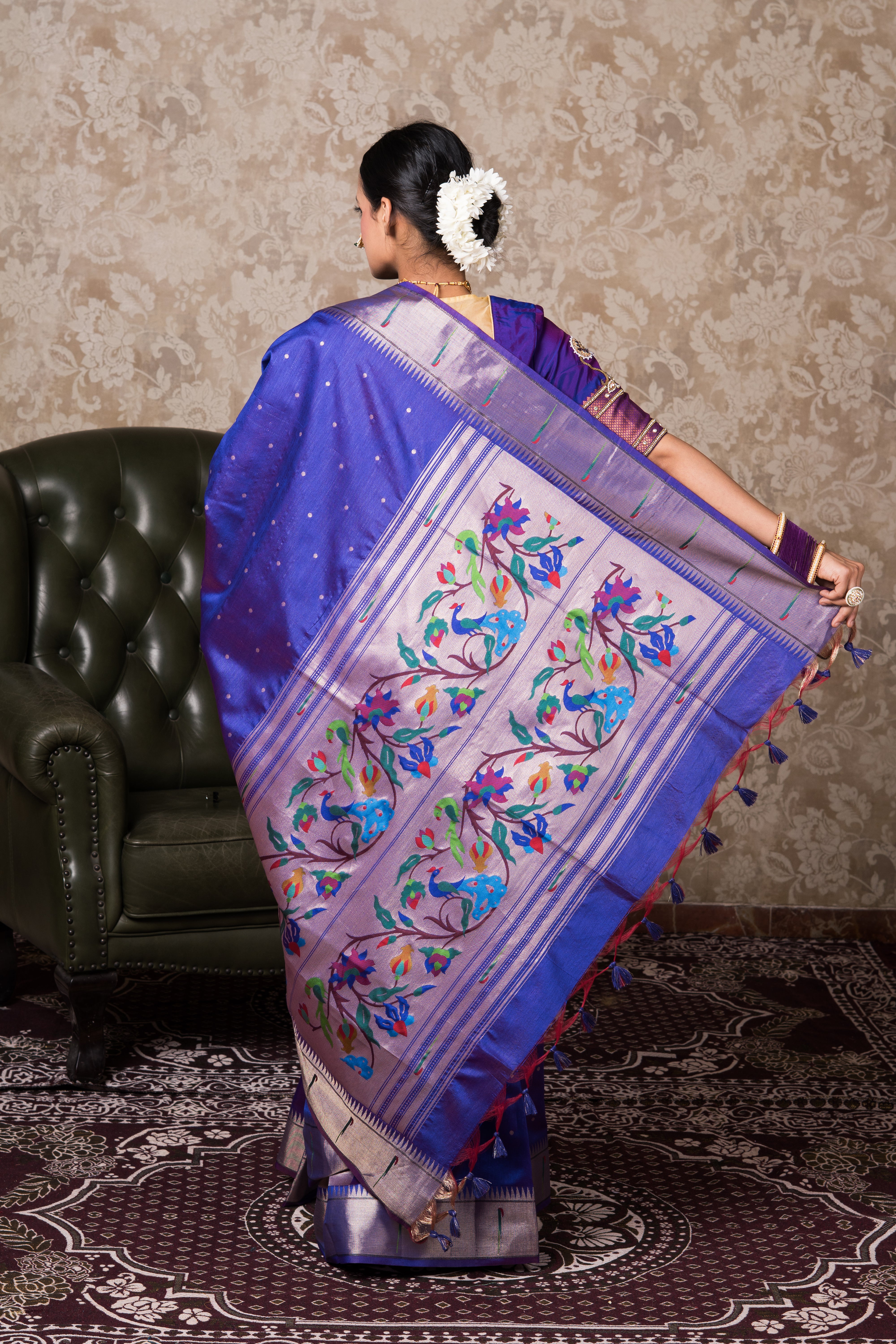 Royal Purple Tussar Silk Paithani Saree