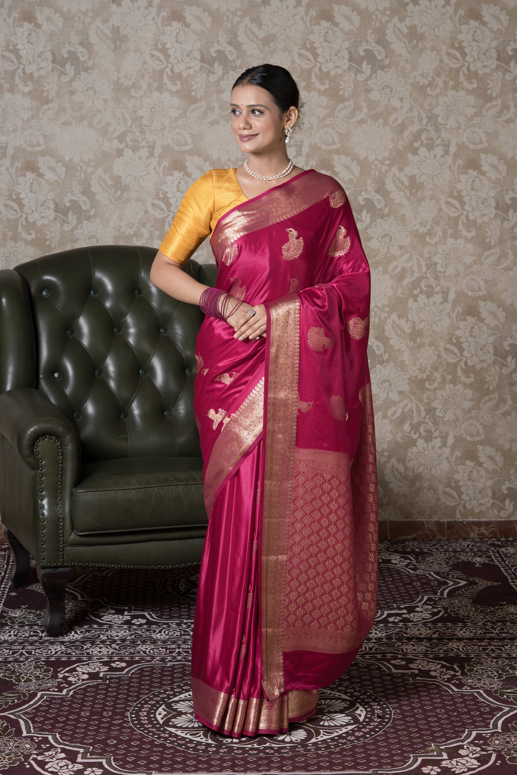 Rani Pink Soft Silk Banarasi Saree