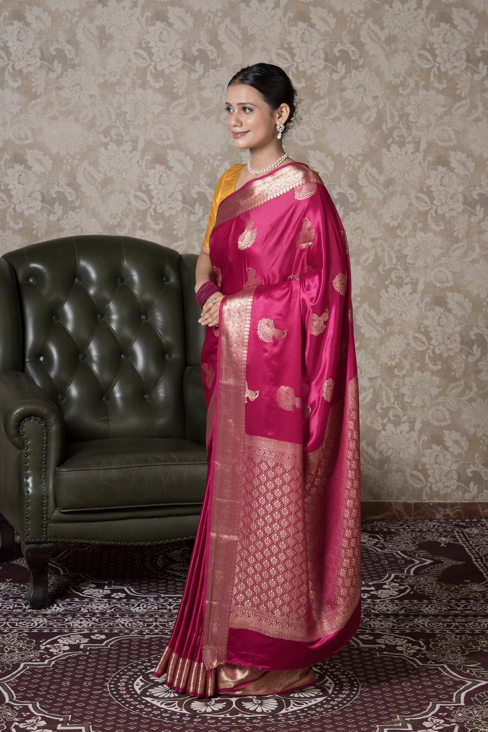 Rani Pink Soft Silk Banarasi Saree