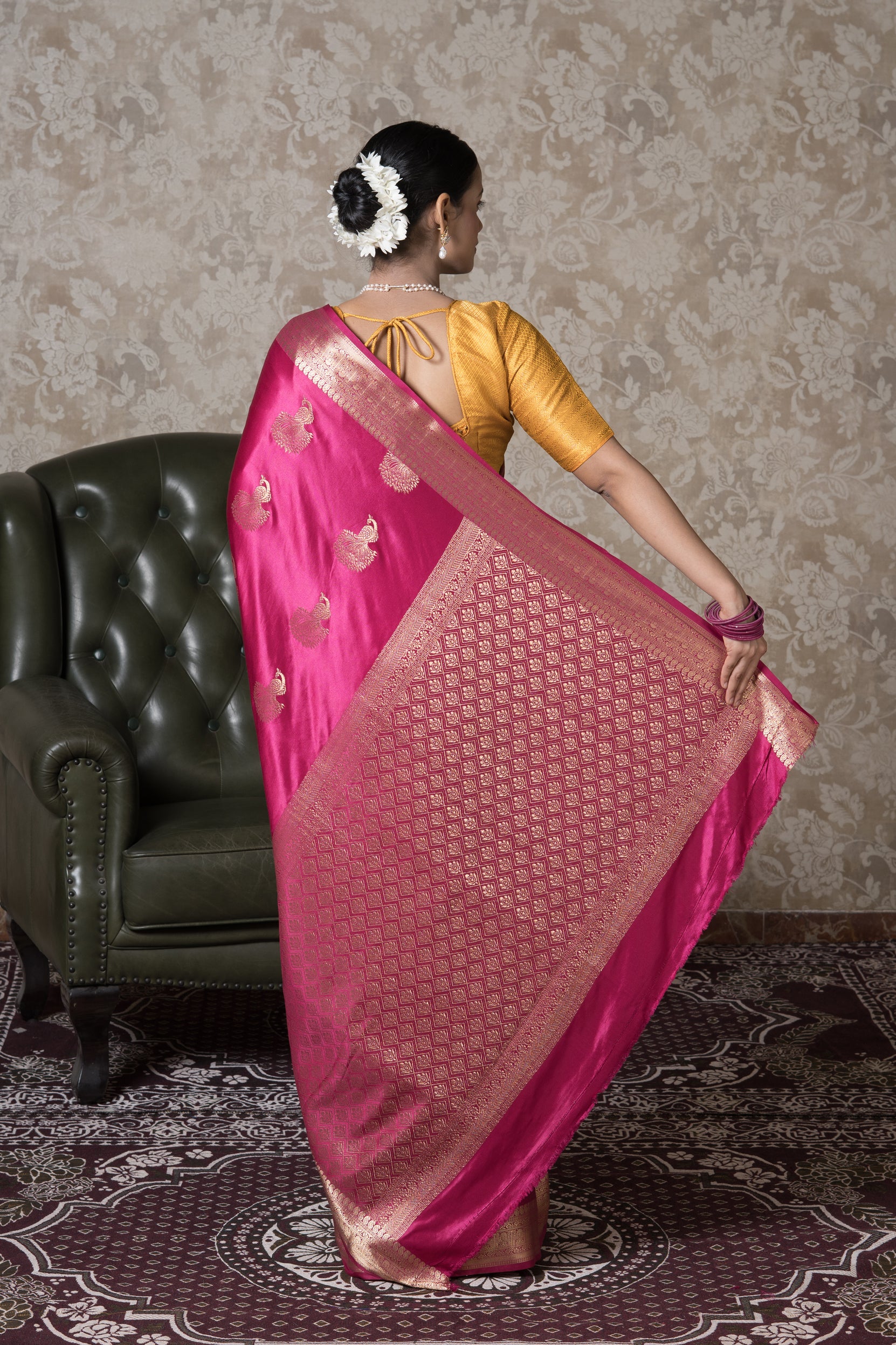 Rani Pink Soft Silk Banarasi Saree
