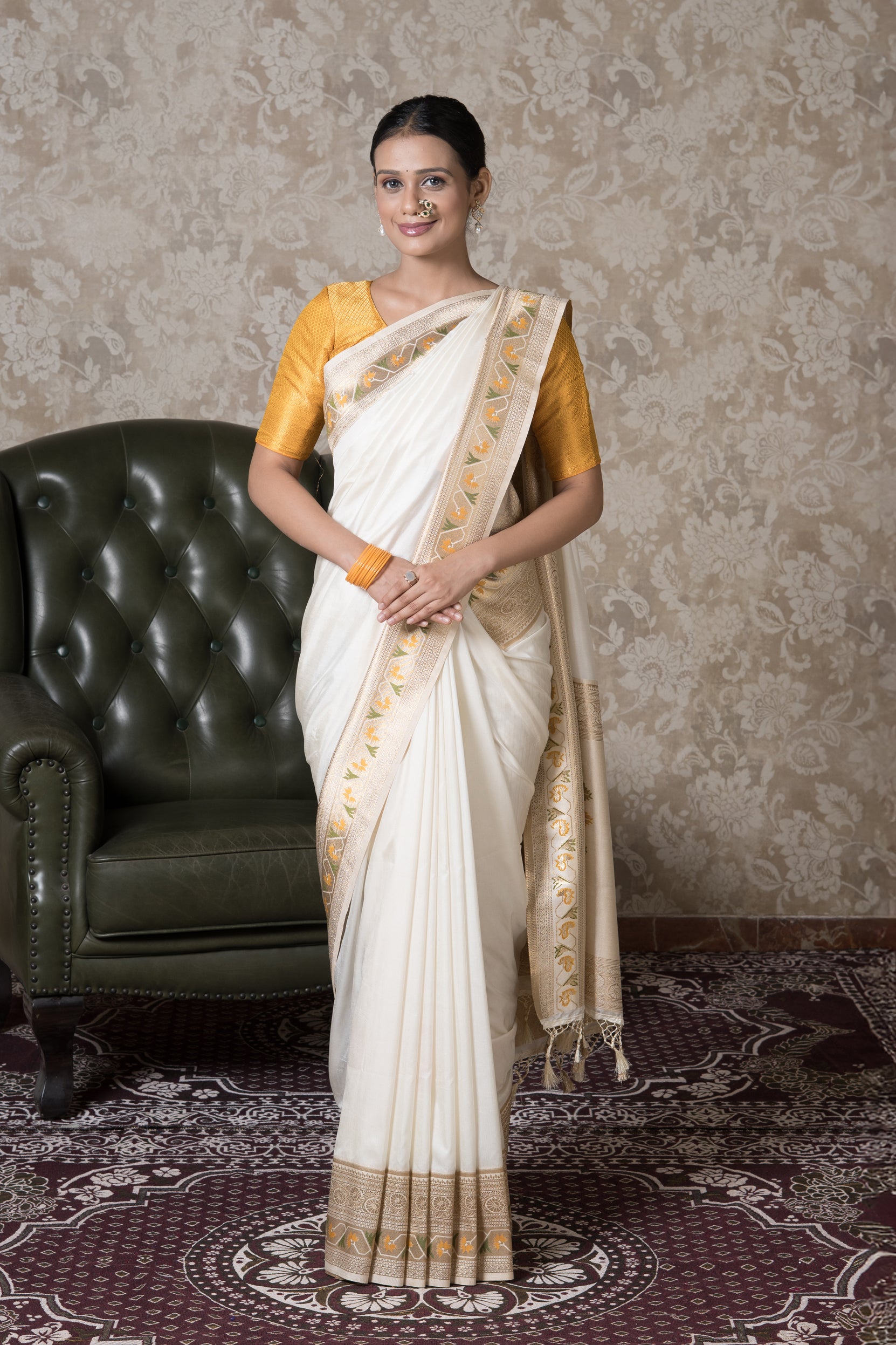 Cream Soft Silk Saree