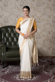 Cream Soft Silk Saree