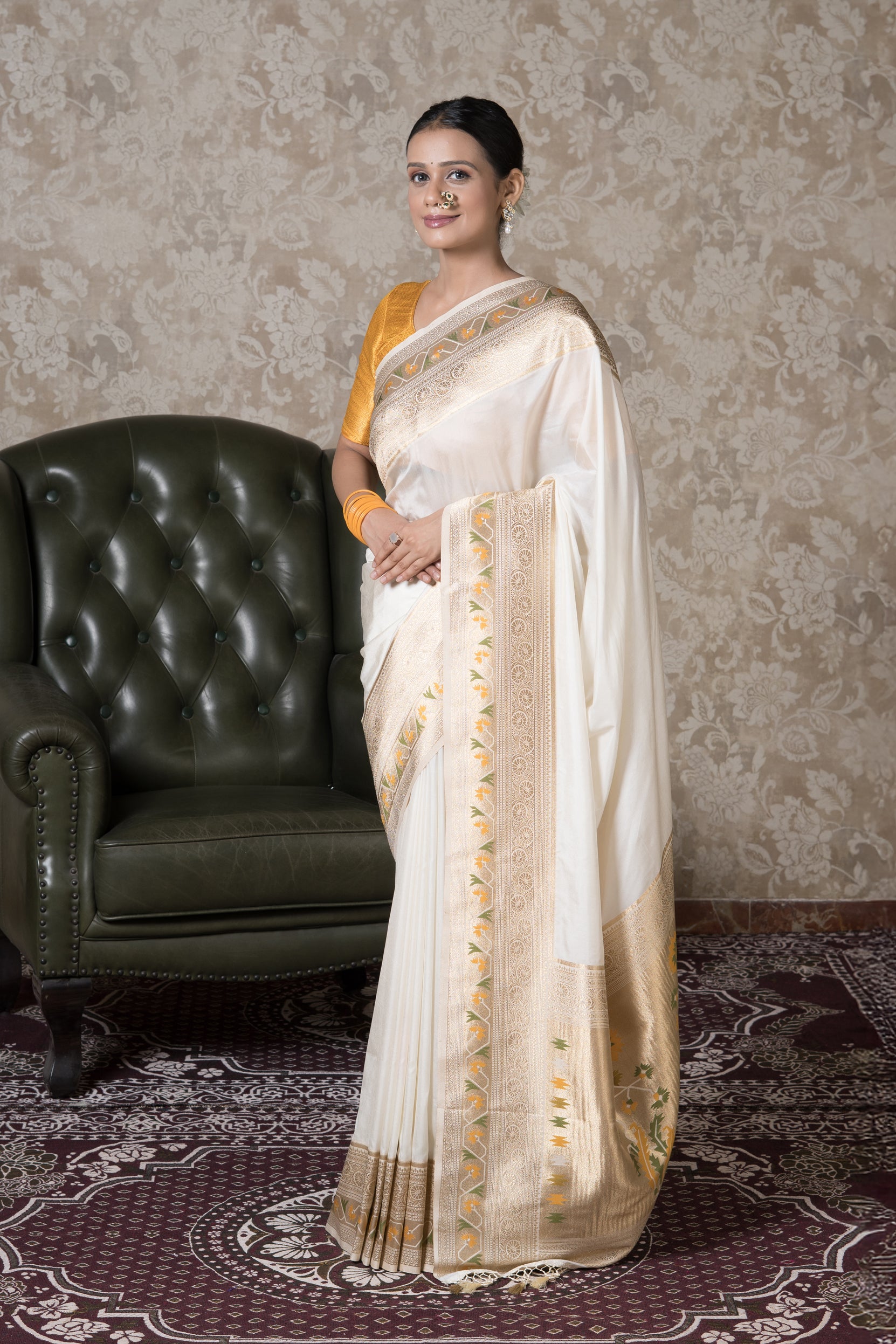 Cream Soft Silk Saree