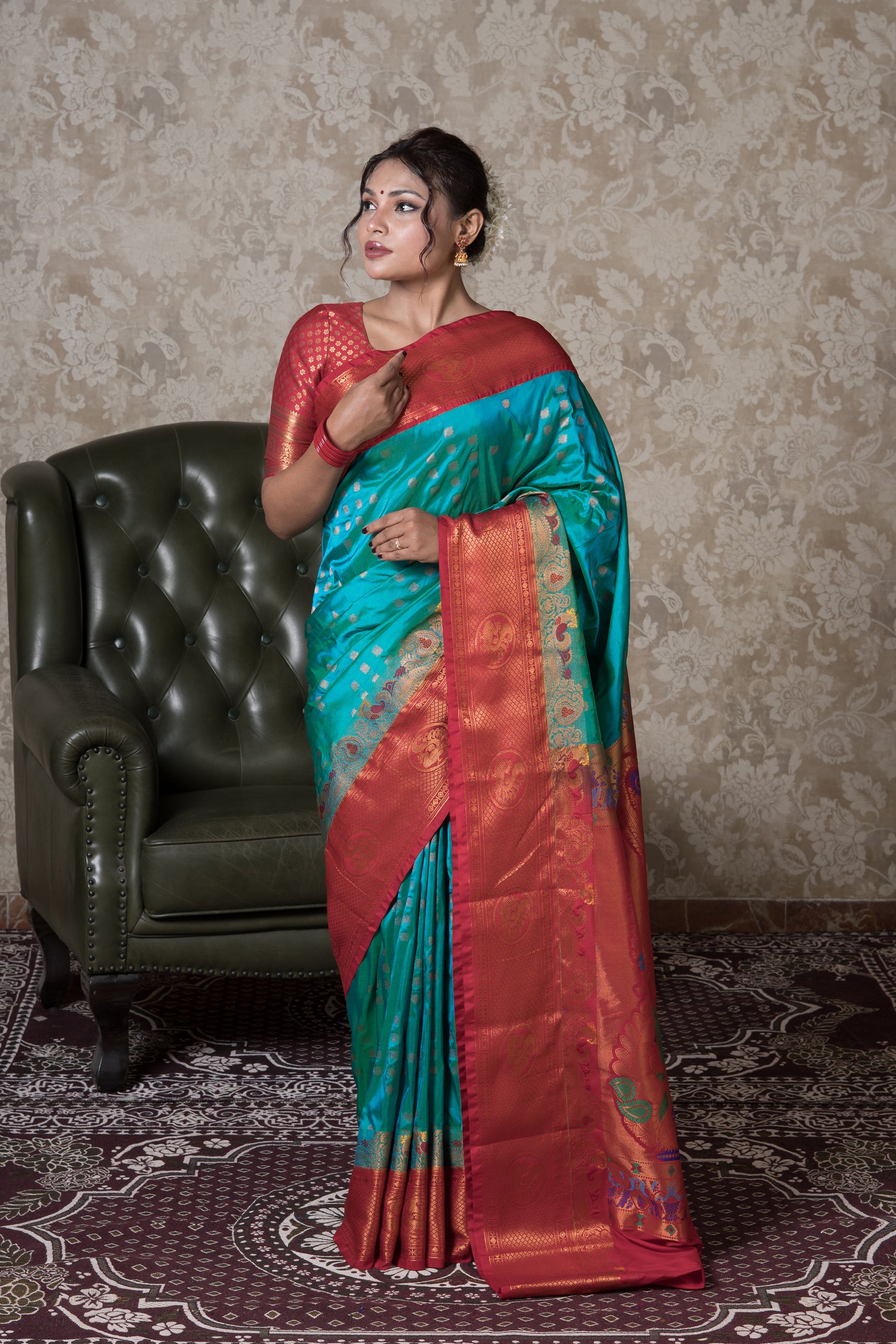 Rama Green Apurva Silk Kanjivaram Saree